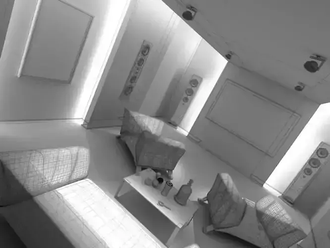 Elegant Red Living Room With Home Cinema