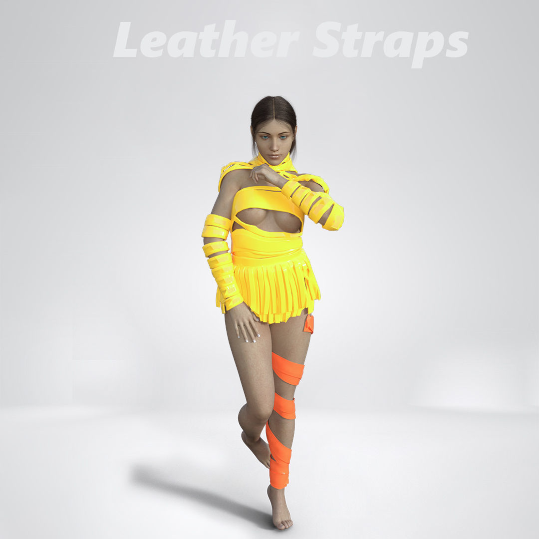 Leather Straps Outfit for Genesis 8 Female and G9 Feminine 3D model