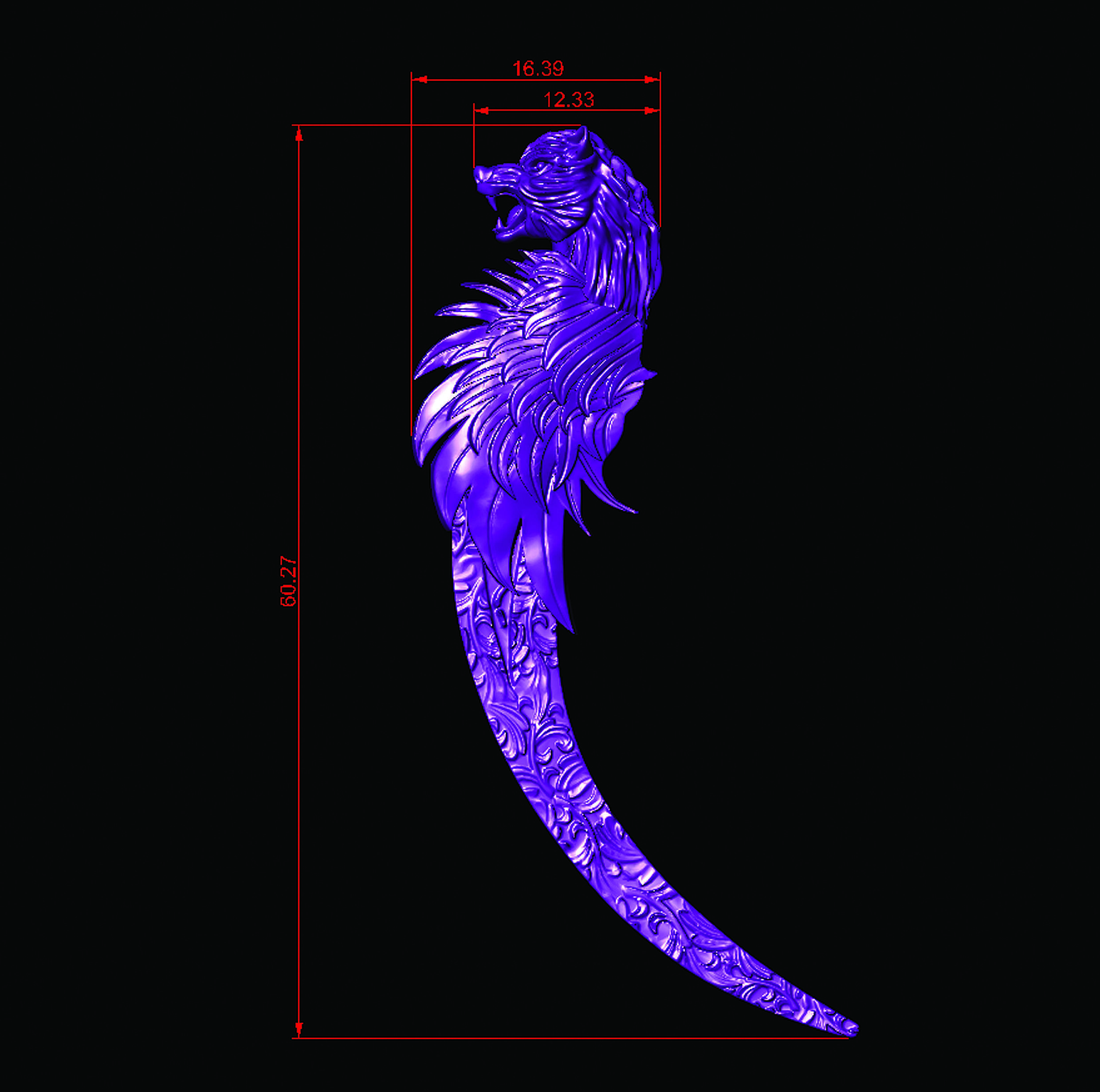 WOLF KNIFE  3D print model_17