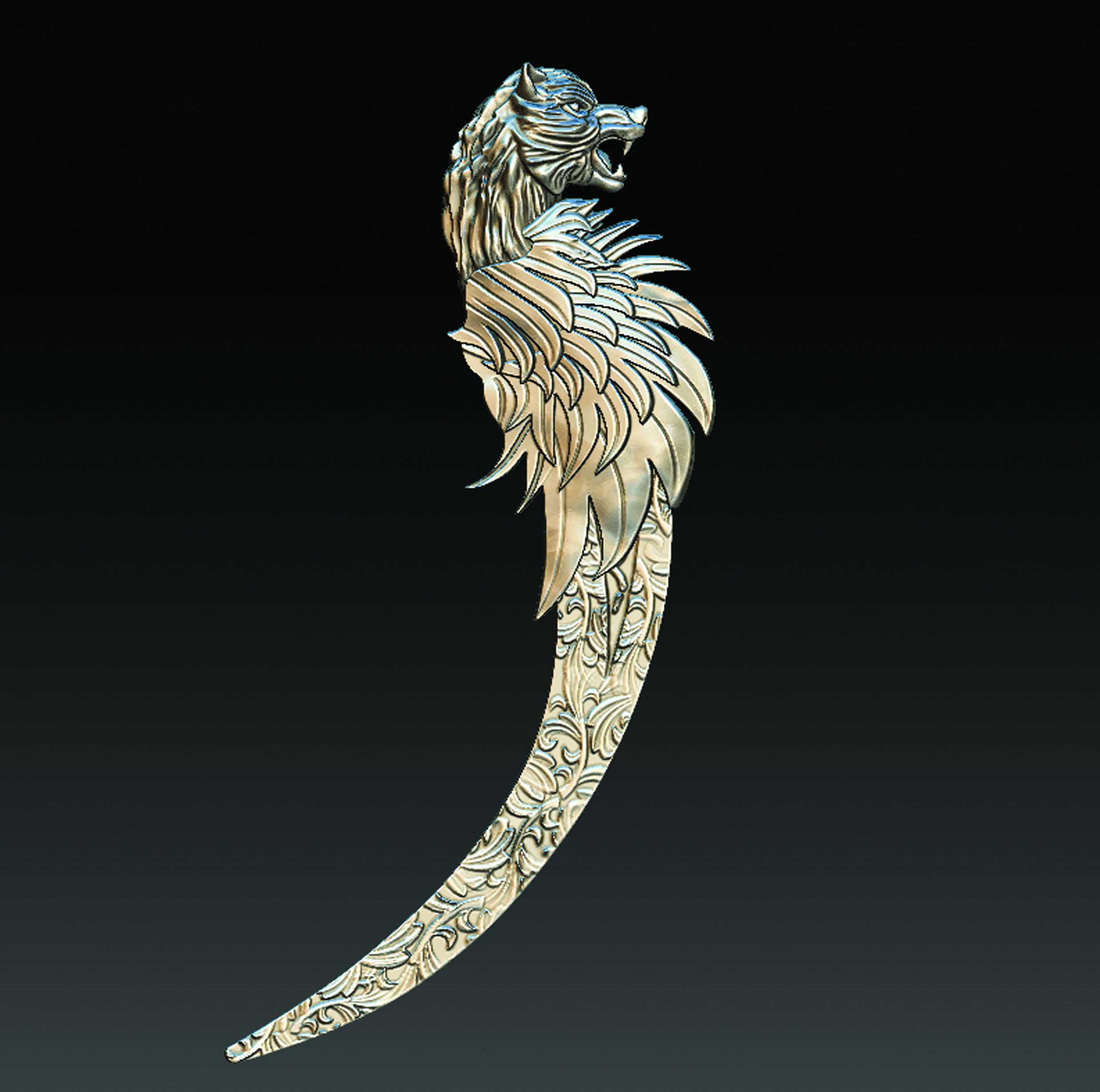 WOLF KNIFE  3D print model_16