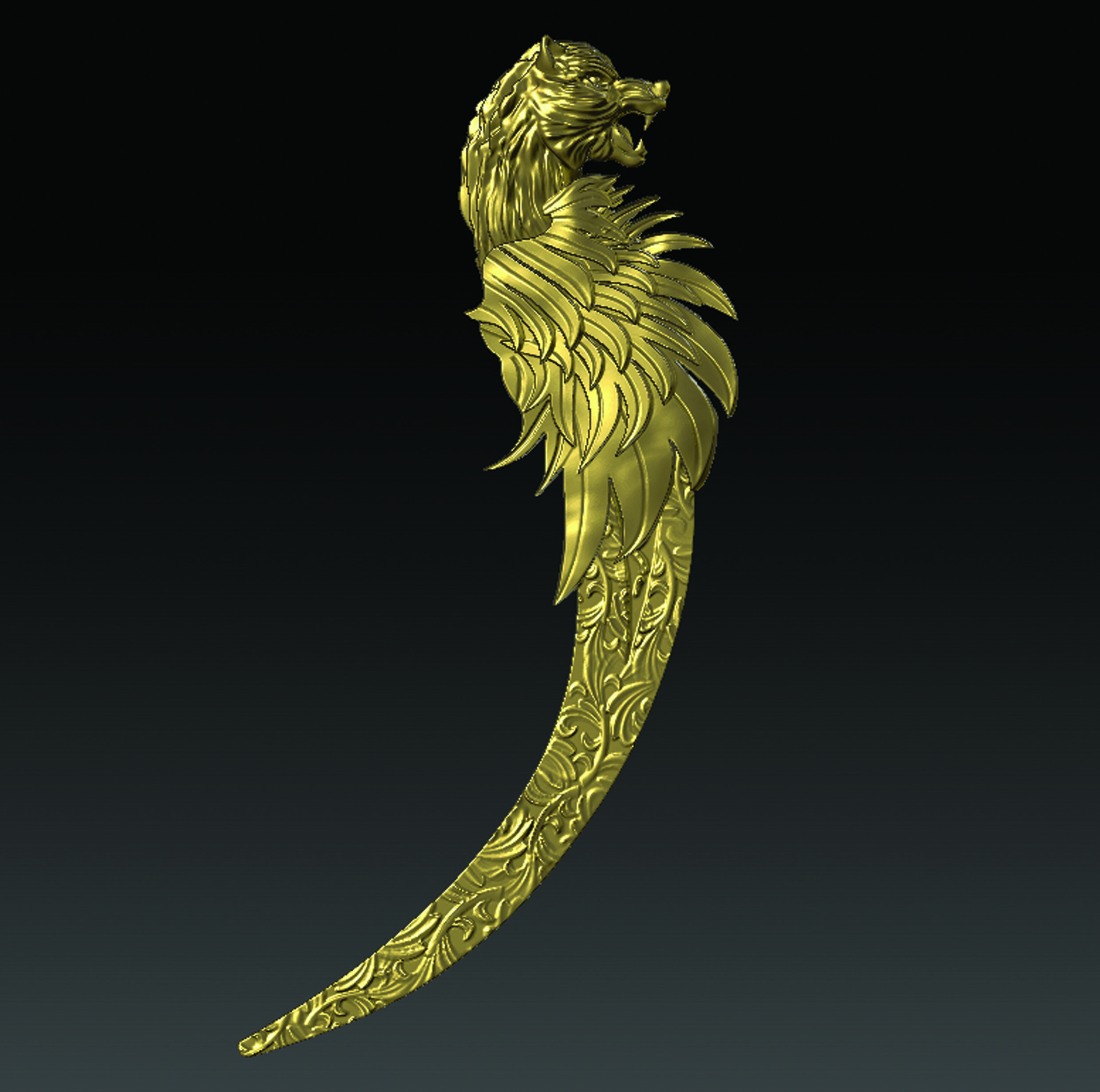 WOLF KNIFE  3D print model_12