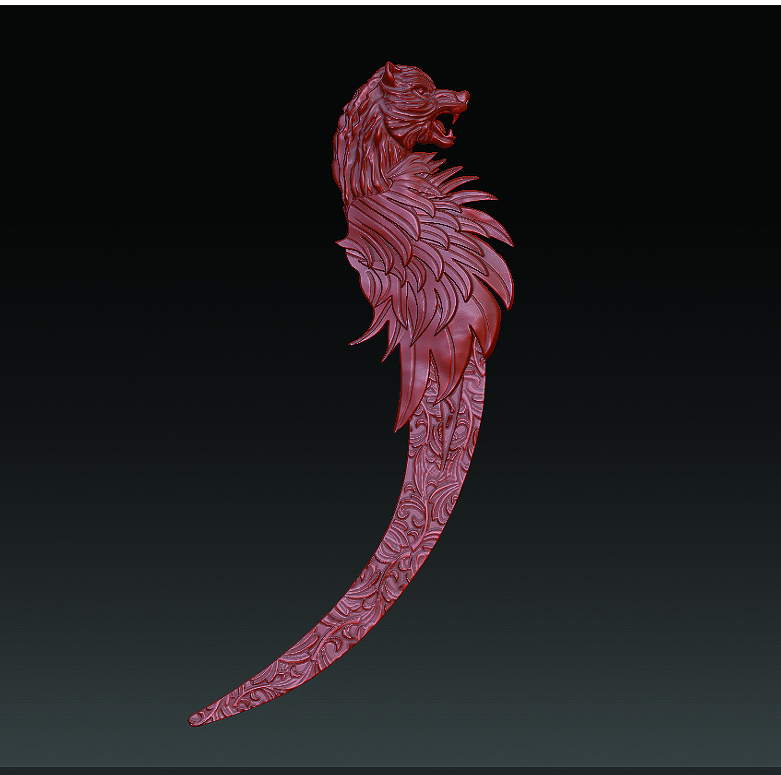 WOLF KNIFE  3D print model_8