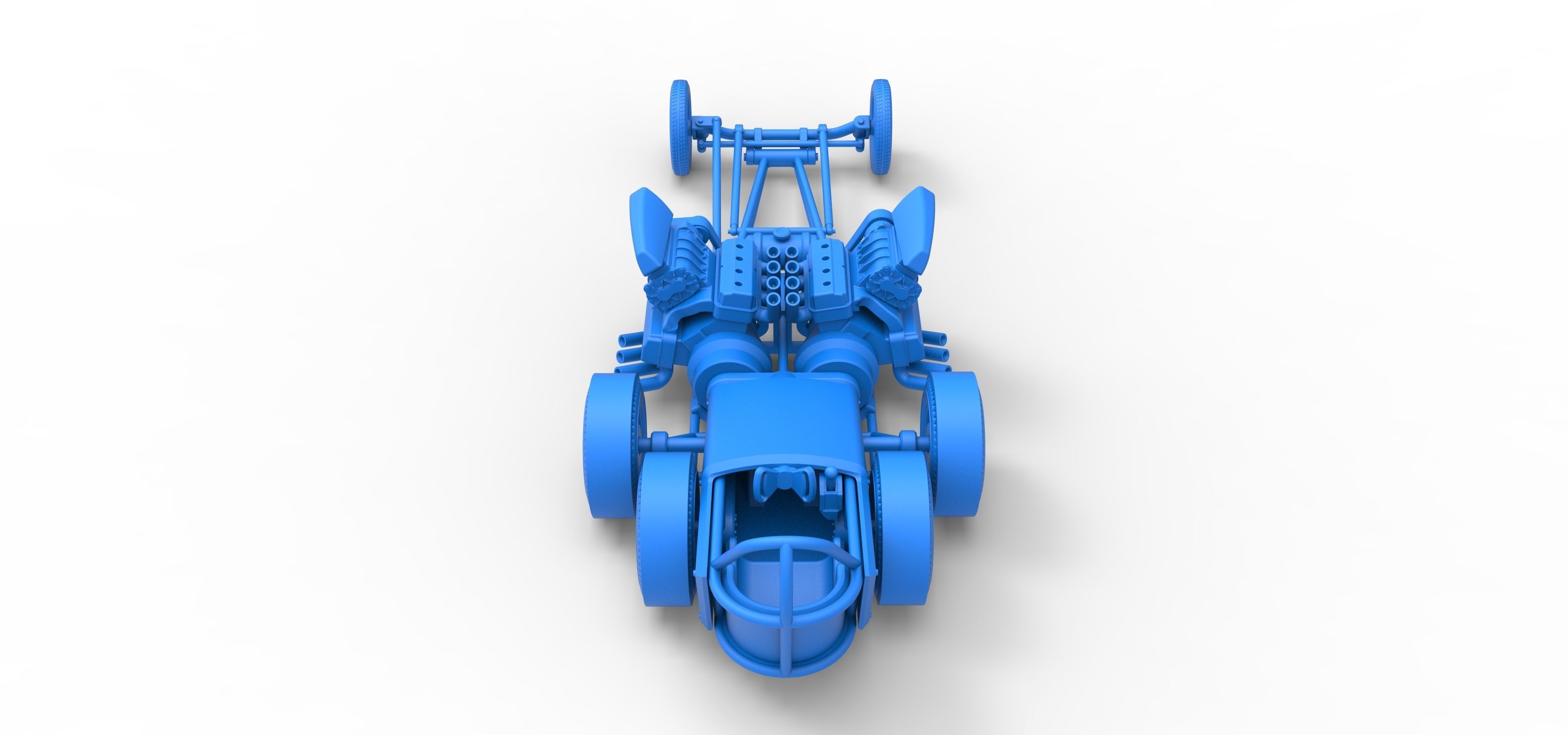 Front engine old school 6 wheeled dragster Scale 1 to 25 3D print model_28