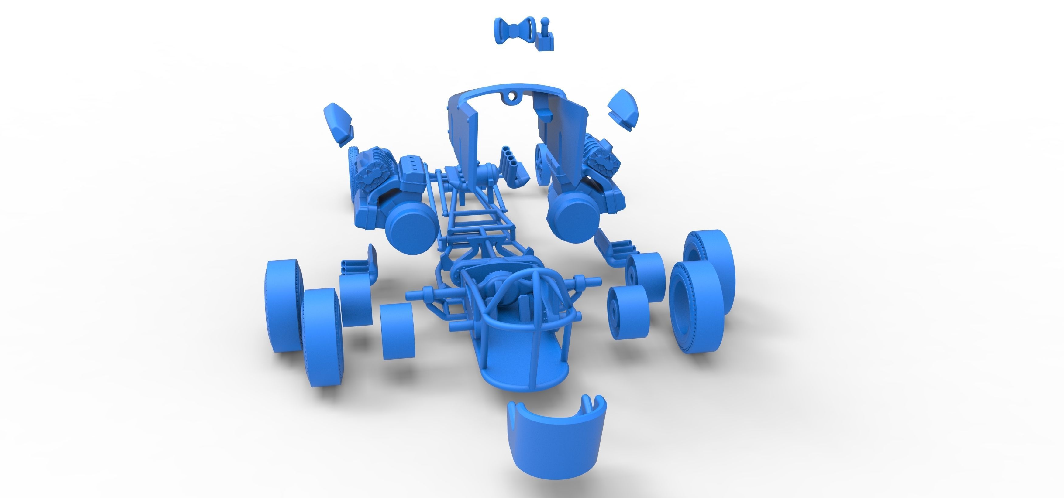 Front engine old school 6 wheeled dragster Scale 1 to 25 3D print model_36