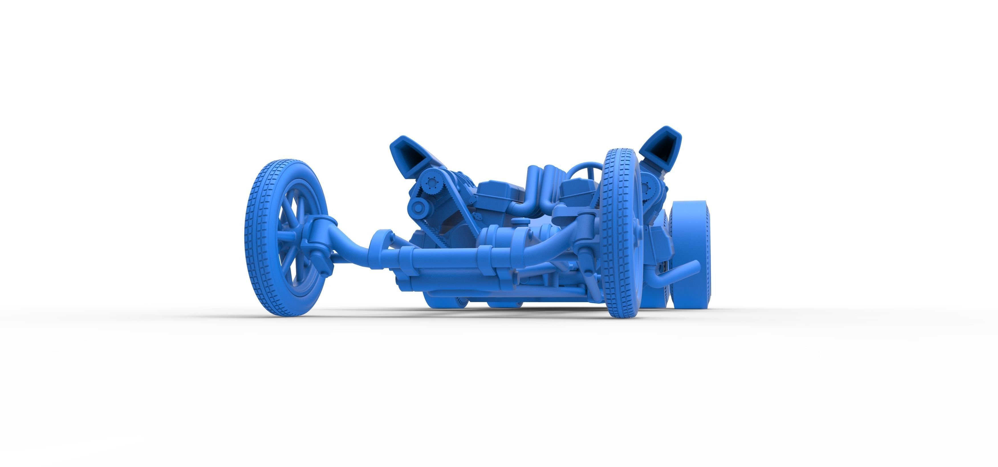 Front engine old school 6 wheeled dragster Scale 1 to 25 3D print model_19