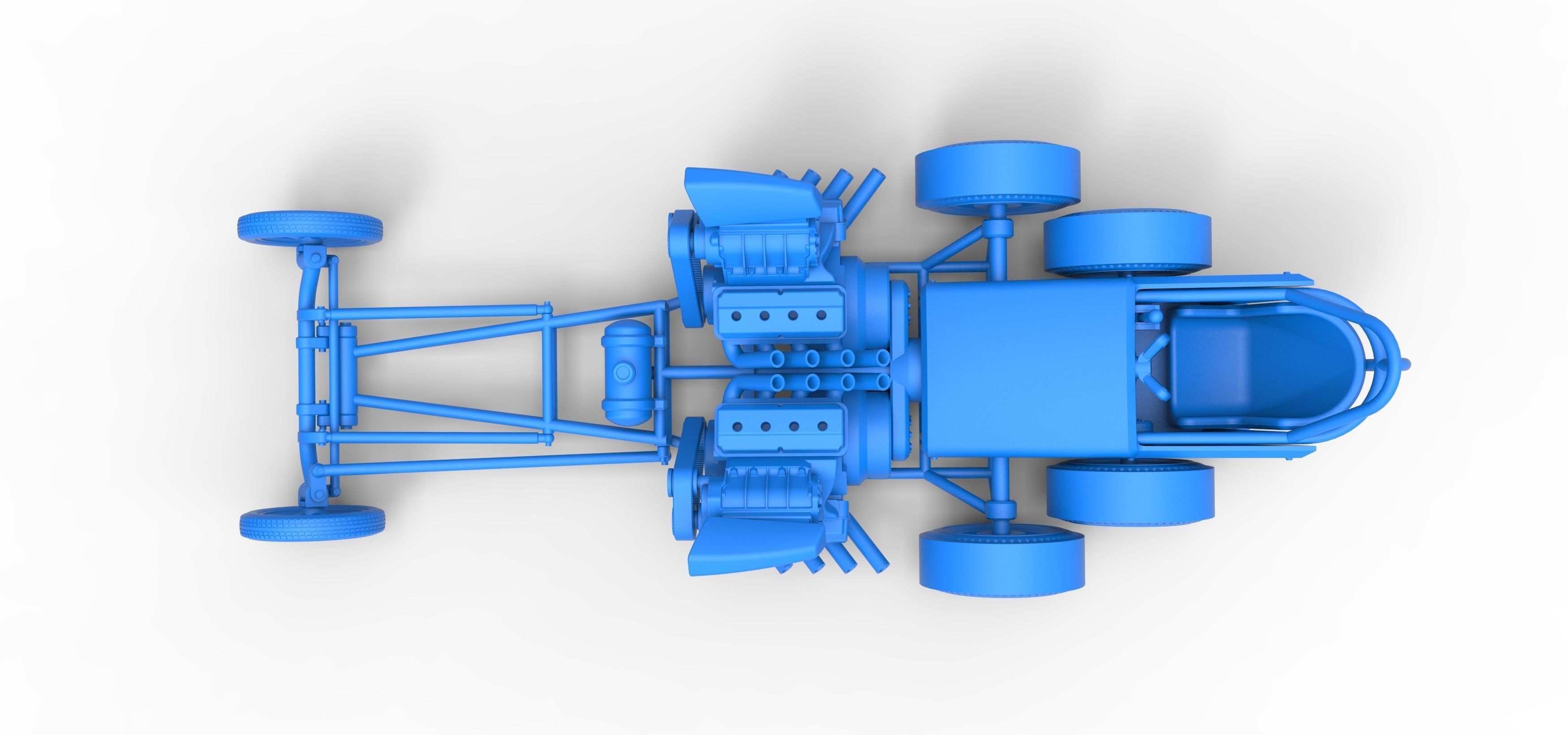 Front engine old school 6 wheeled dragster Scale 1 to 25 3D print model_24