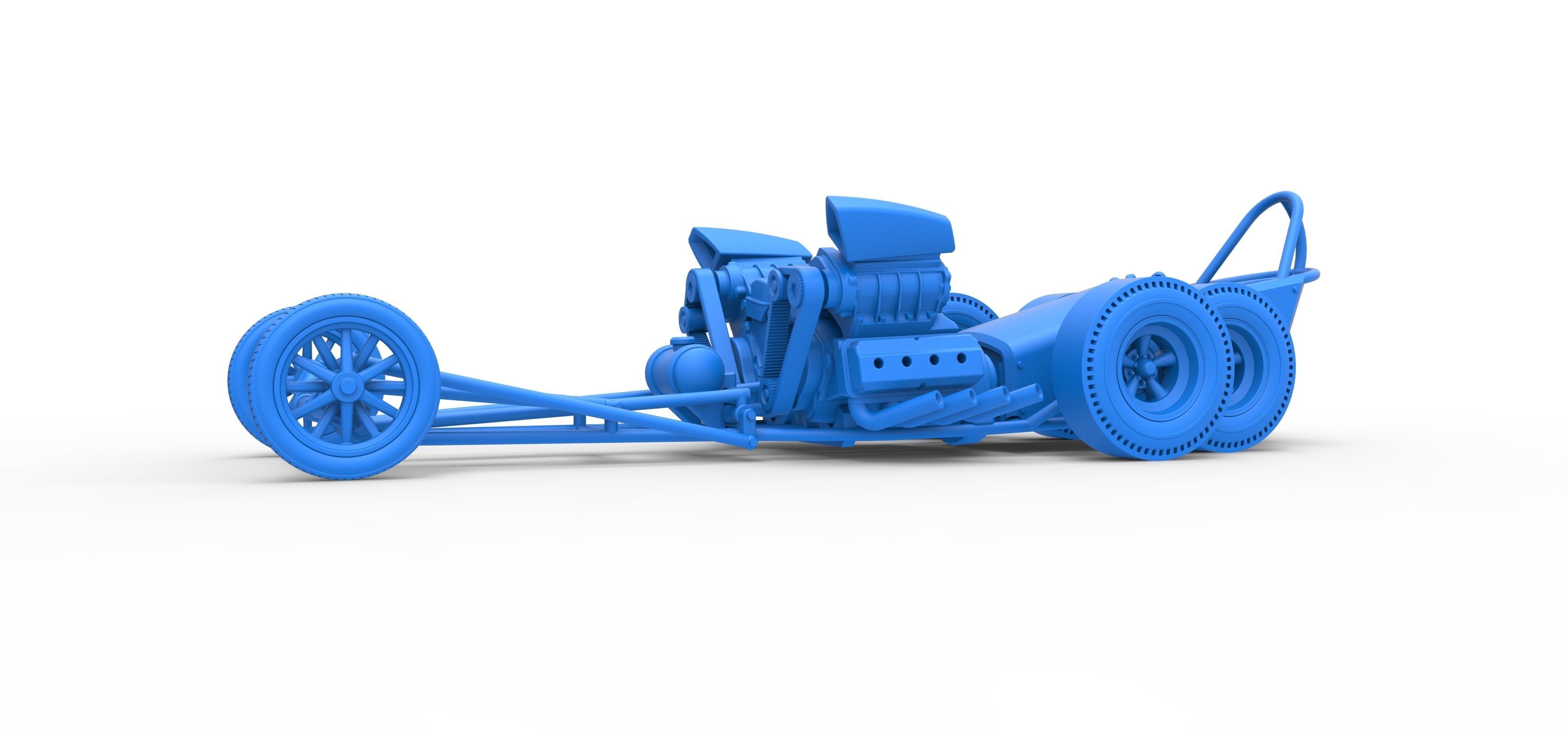 Front engine old school 6 wheeled dragster Scale 1 to 25 3D print model_16