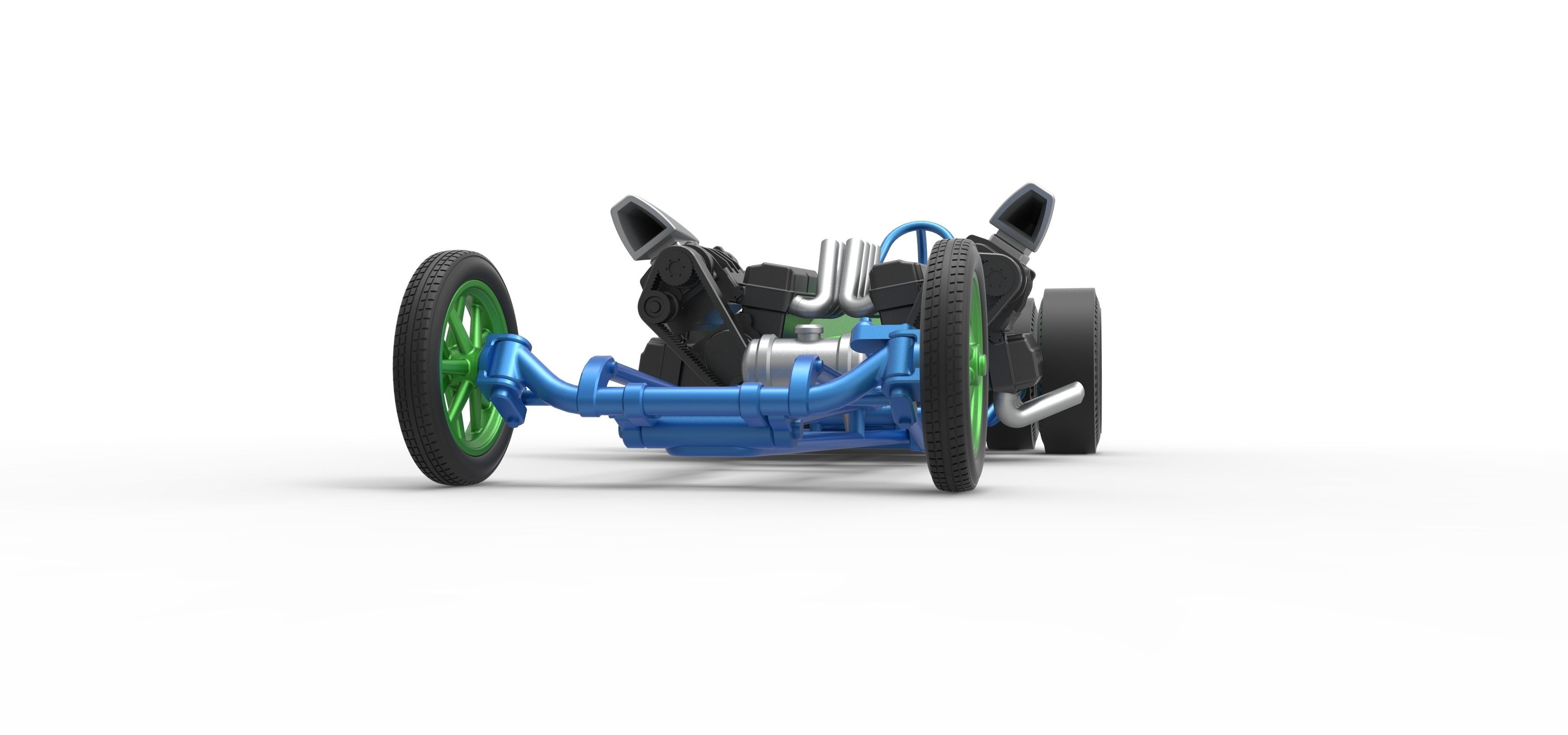 Front engine old school 6 wheeled dragster Scale 1 to 25 3D print model_5