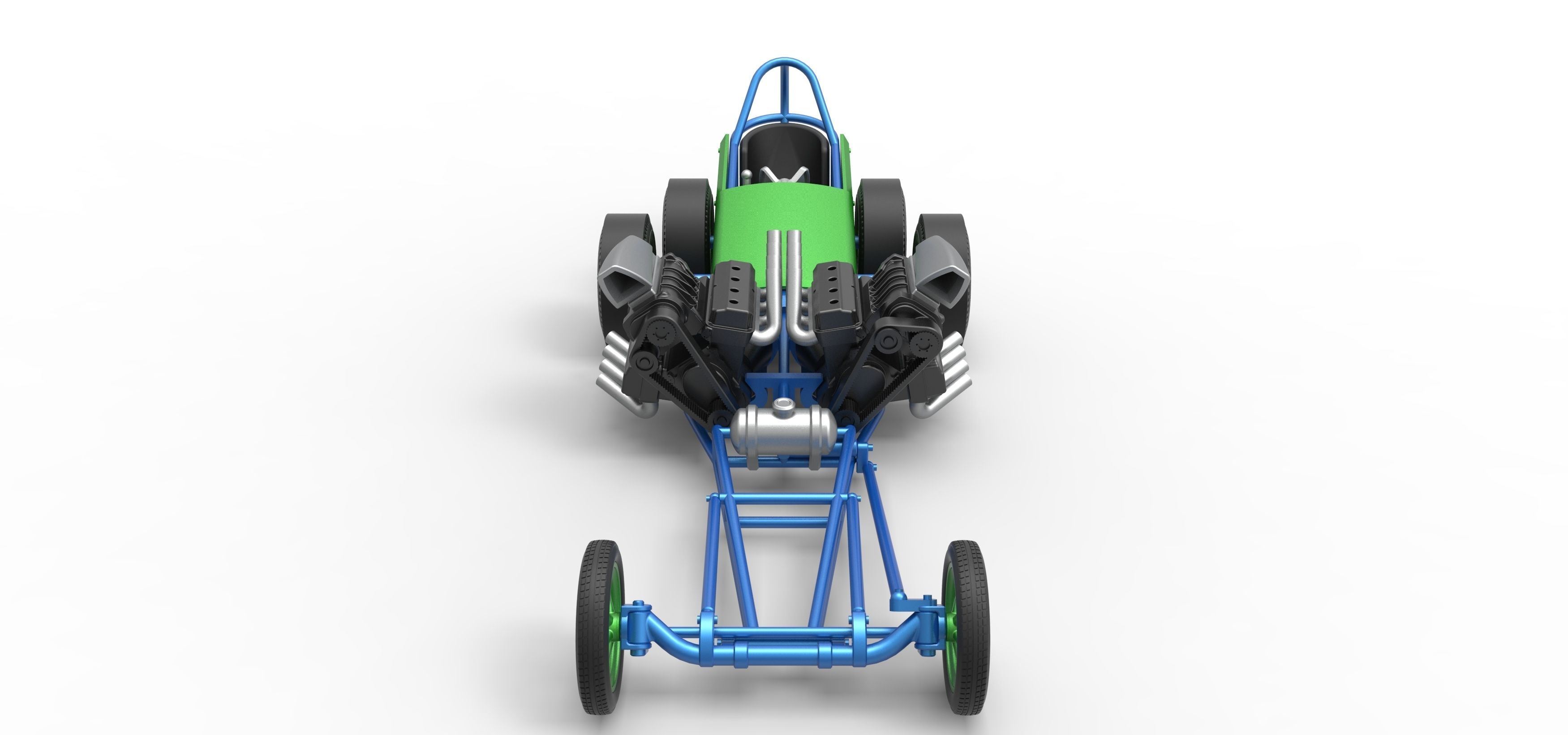 Front engine old school 6 wheeled dragster Scale 1 to 25 3D print model_6