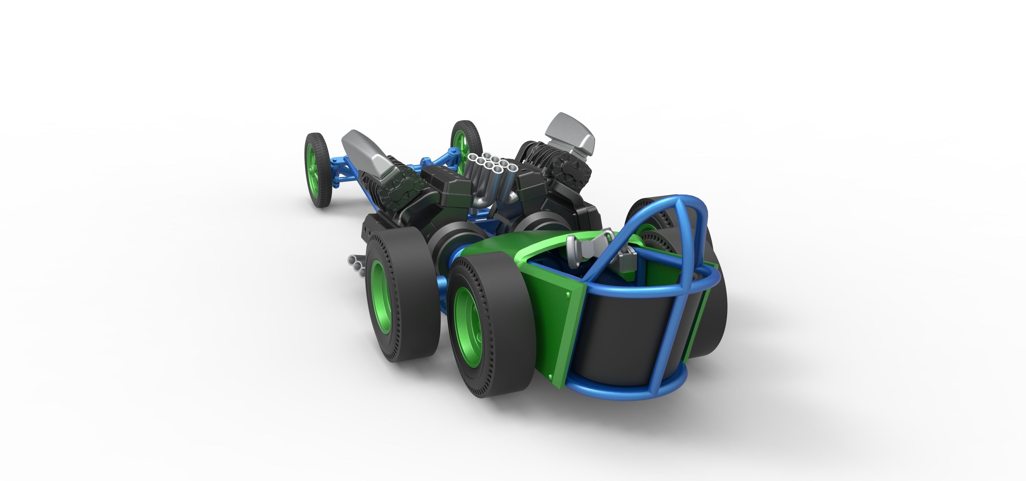 Front engine old school 6 wheeled dragster Scale 1 to 25 3D print model_12