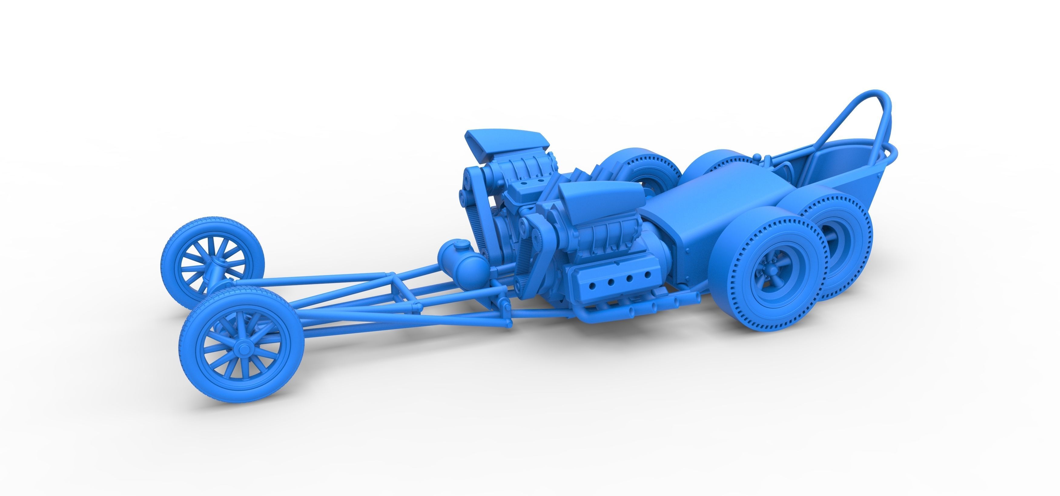 Front engine old school 6 wheeled dragster Scale 1 to 25 3D print model_15