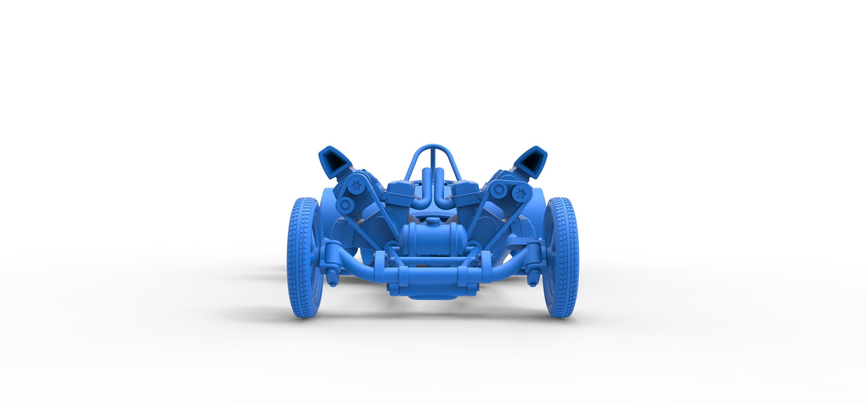 Front engine old school 6 wheeled dragster Scale 1 to 25 3D print model_21