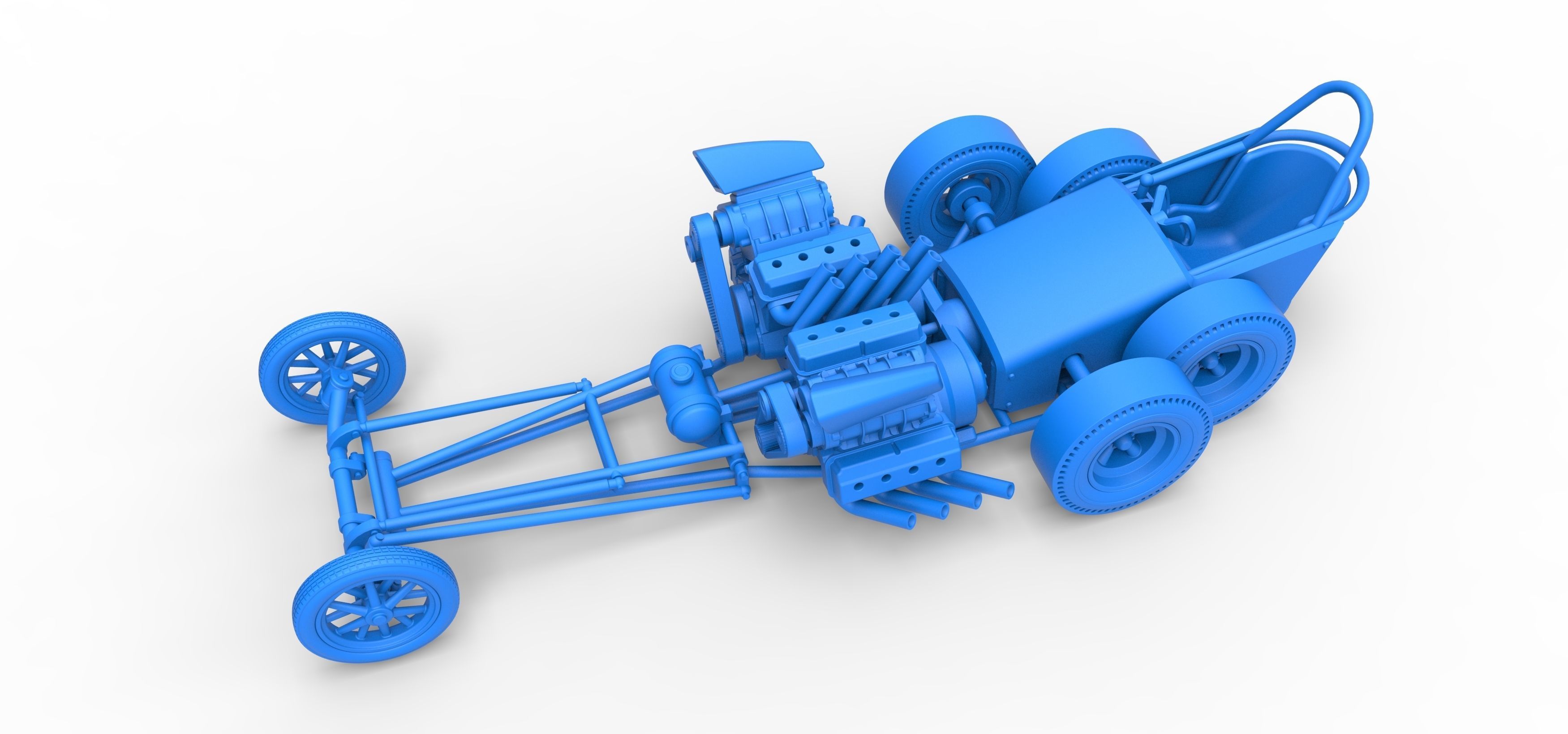 Front engine old school 6 wheeled dragster Scale 1 to 25 3D print model_17