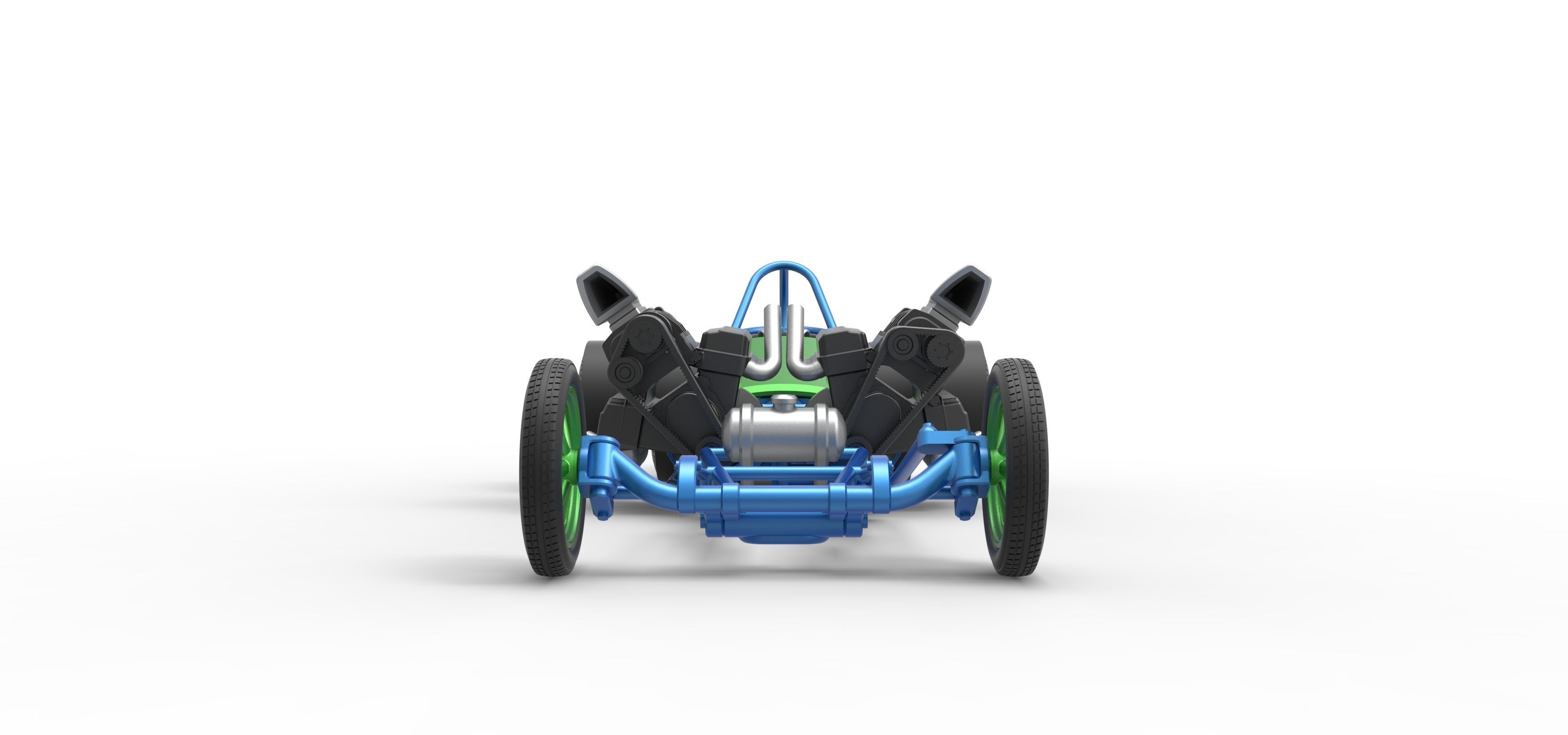 Front engine old school 6 wheeled dragster Scale 1 to 25 3D print model_7