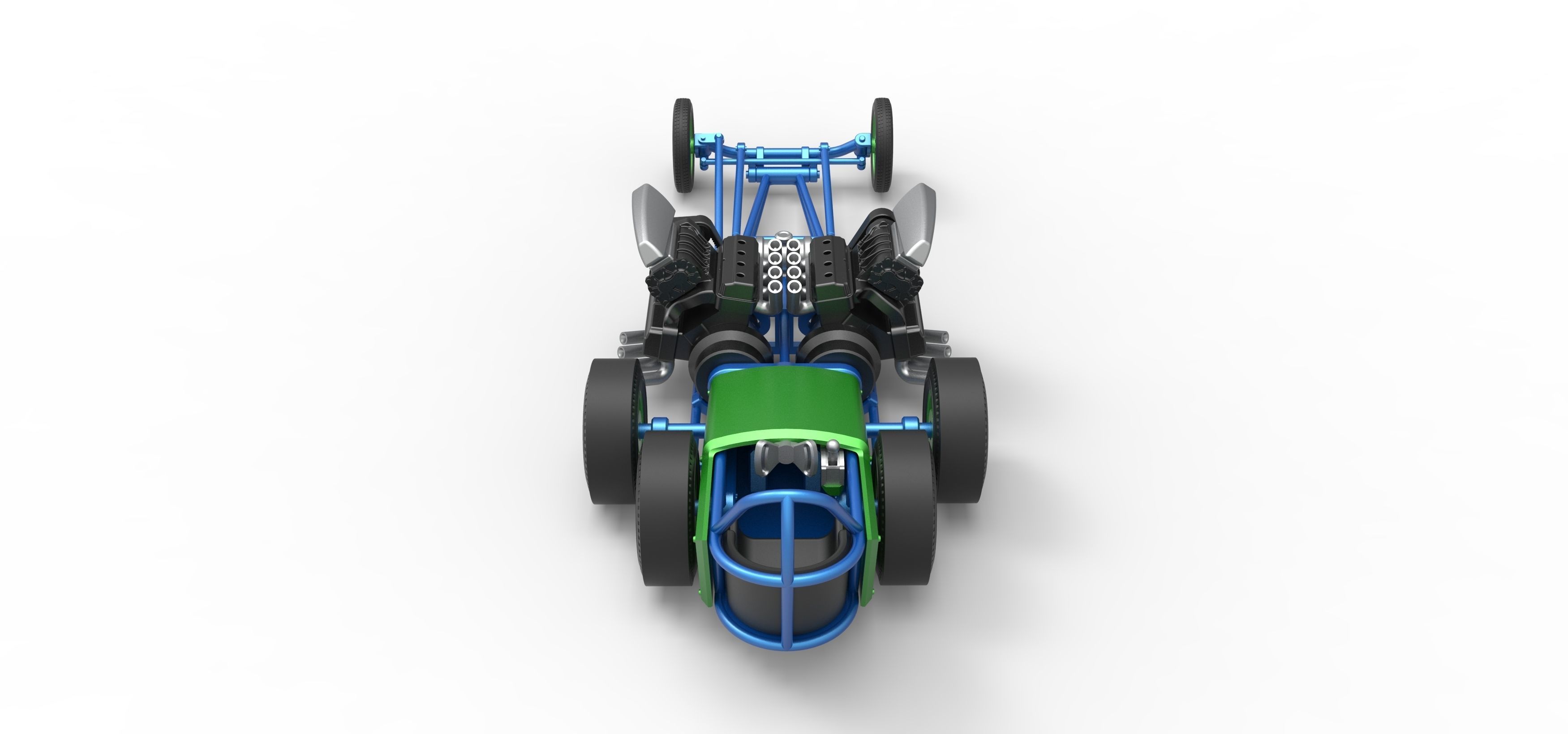 Front engine old school 6 wheeled dragster Scale 1 to 25 3D print model_13