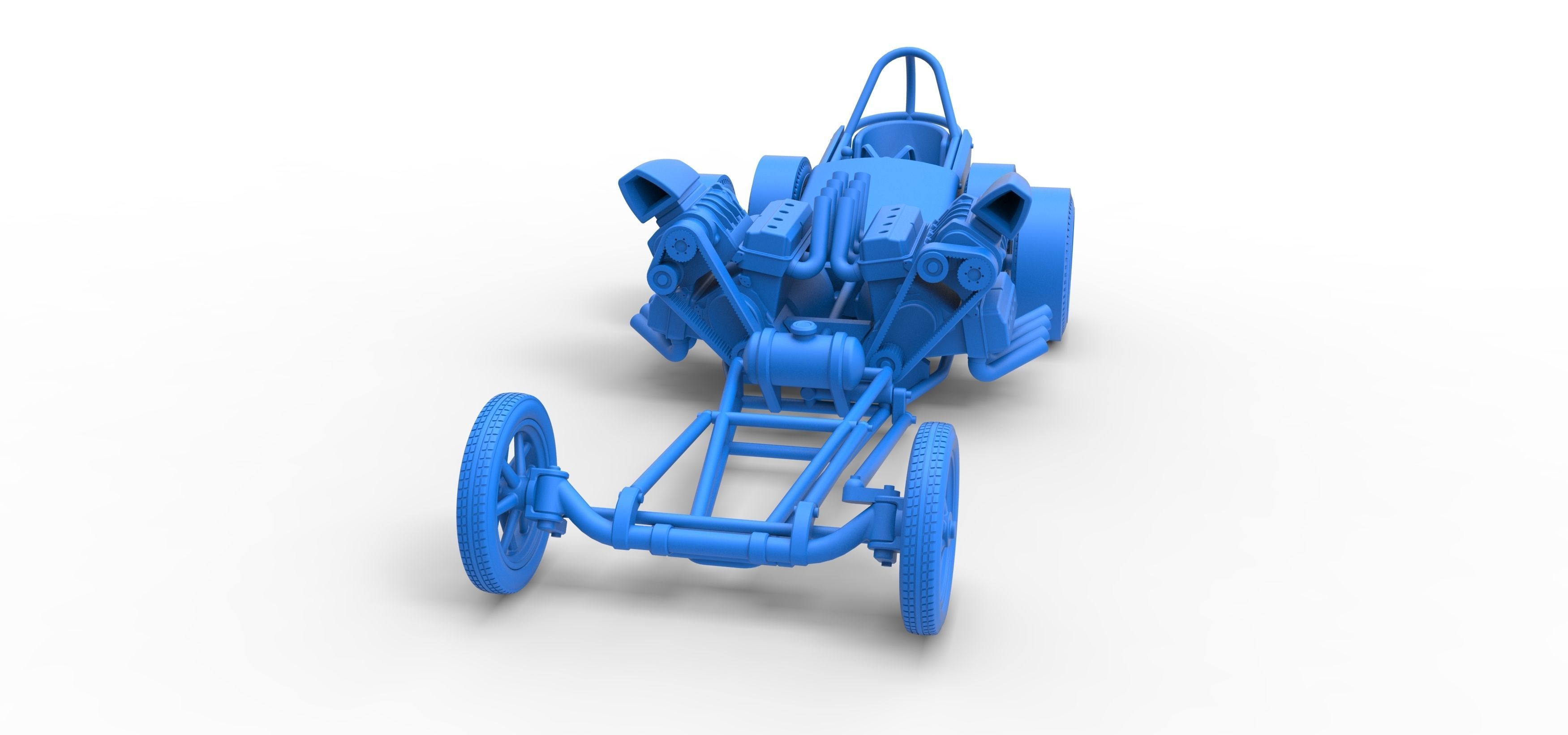 Front engine old school 6 wheeled dragster Scale 1 to 25 3D print model_18