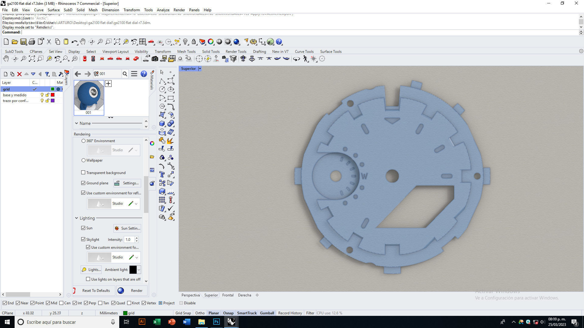 Flat Dial Design GA 2100 compatible 3D print model_21