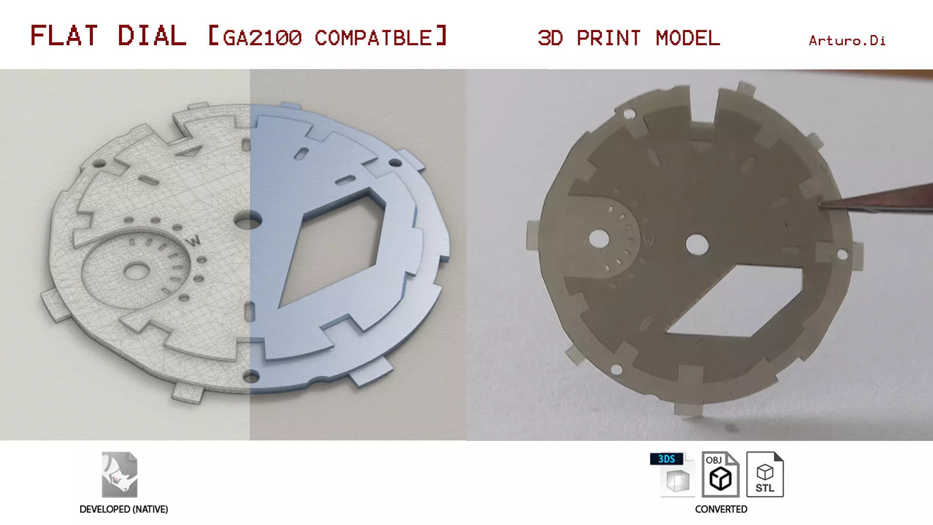 Flat Dial Design GA 2100 compatible 3D print model_0