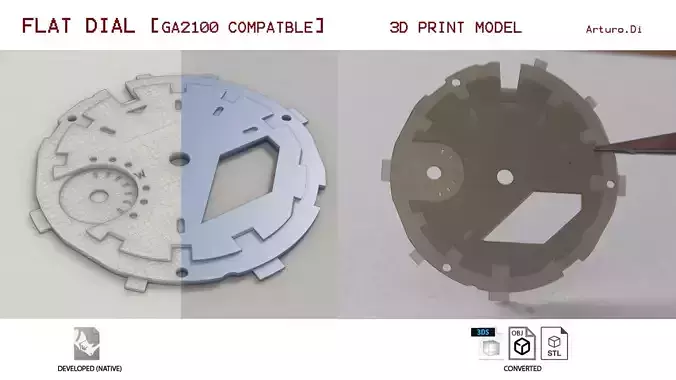 Flat Dial Design GA 2100 compatible 3D print model