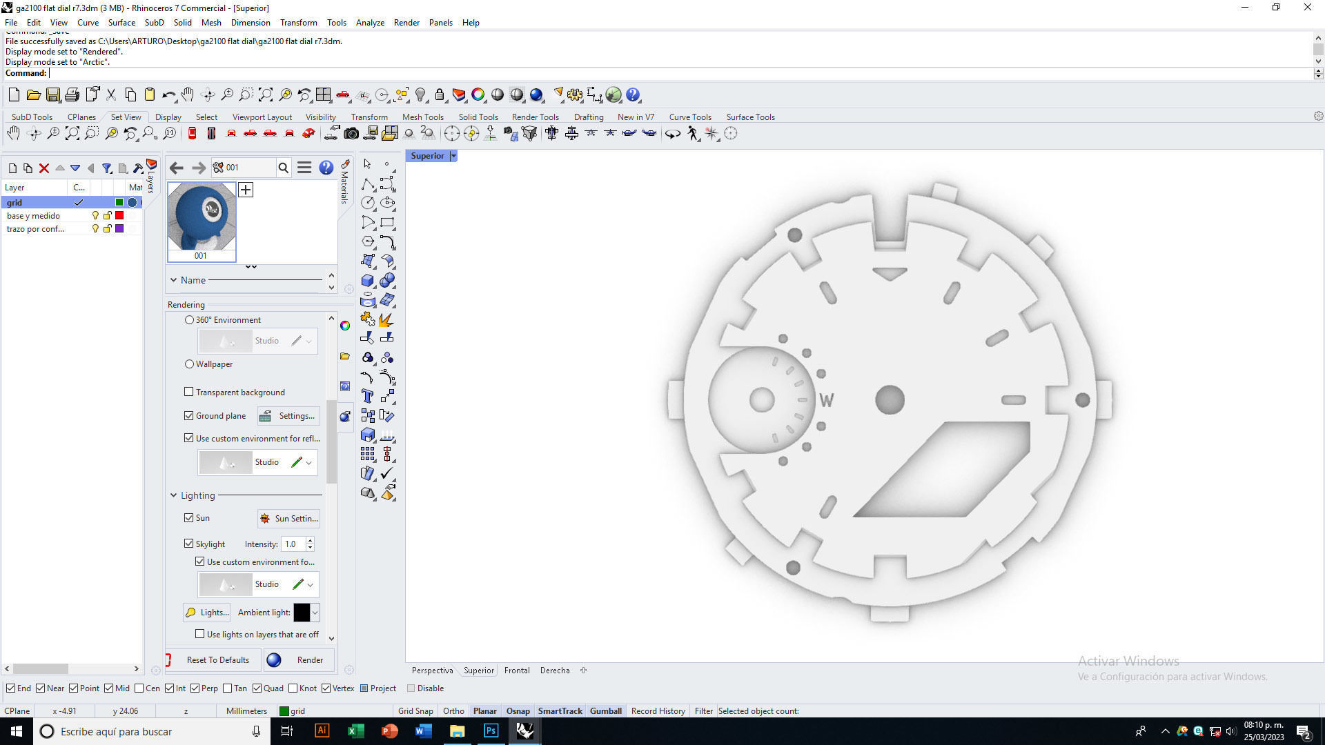 Flat Dial Design GA 2100 compatible 3D print model_13