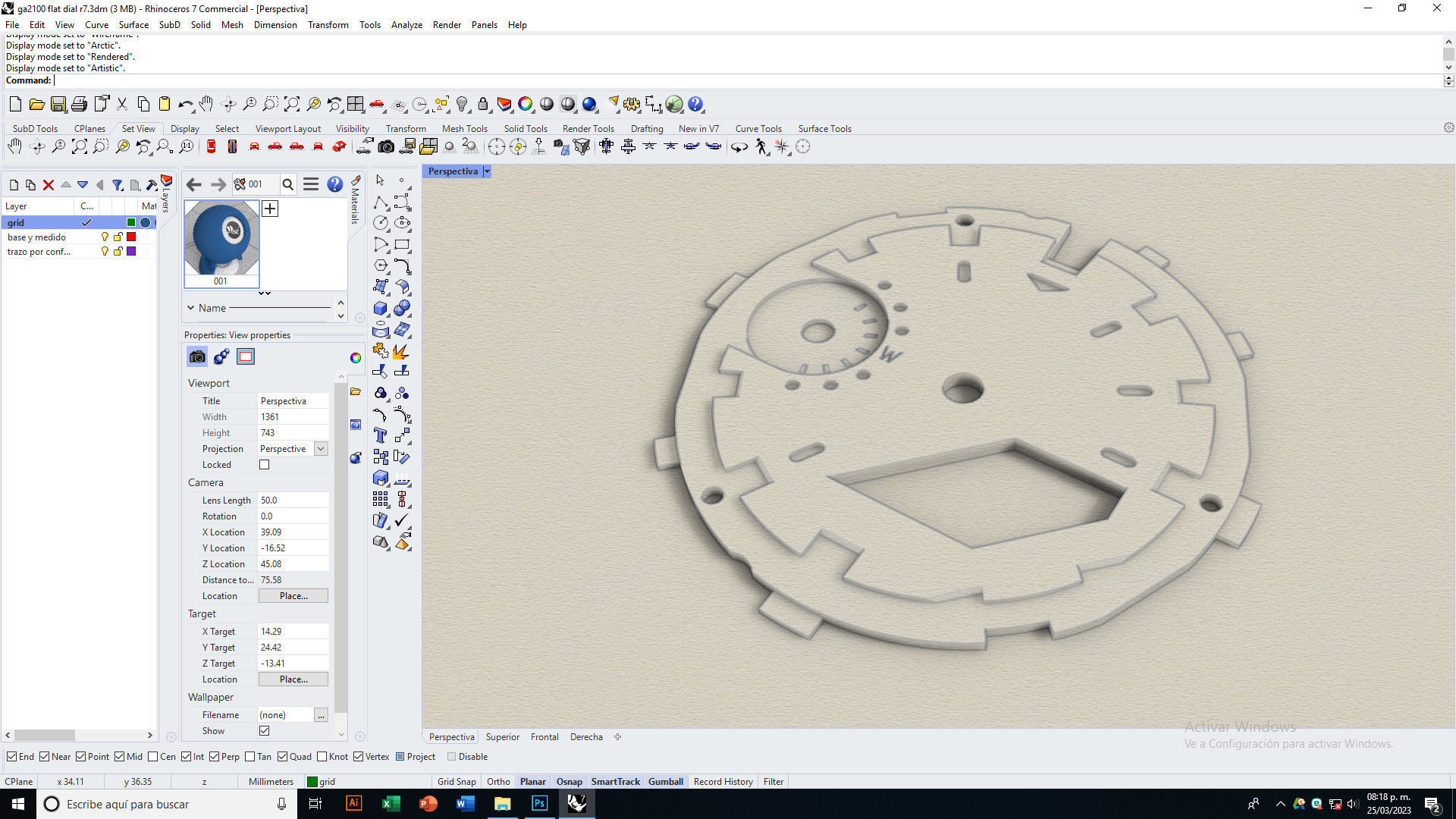 Flat Dial Design GA 2100 compatible 3D print model_10