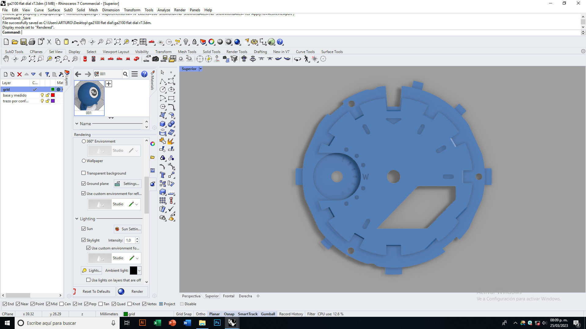 Flat Dial Design GA 2100 compatible 3D print model_11