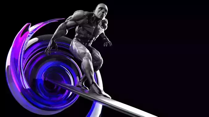 Silver Surfer Print Ready Model  in FBX OBJ and STL Formats