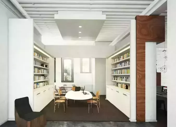 Dining Room With Bookshelf
