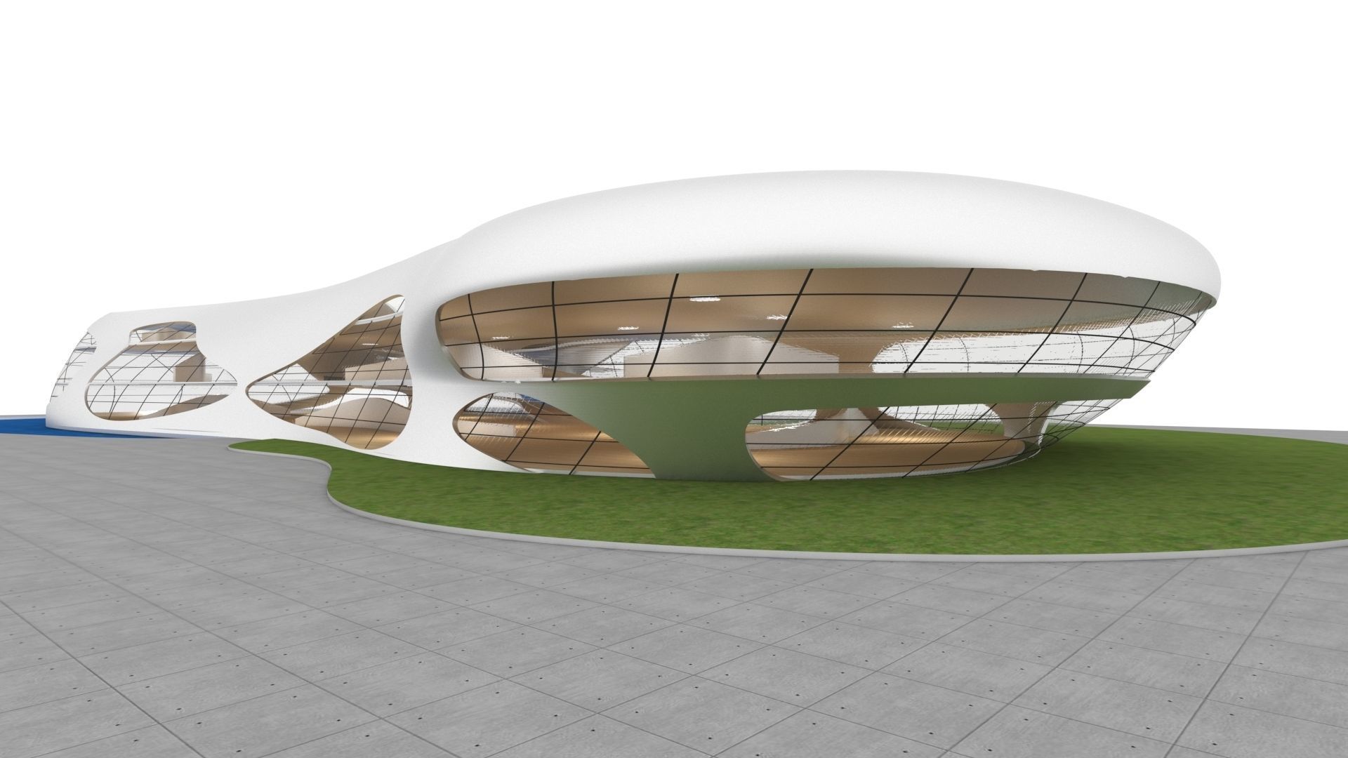 VR art Gallery 11 organic shape 3D model_2