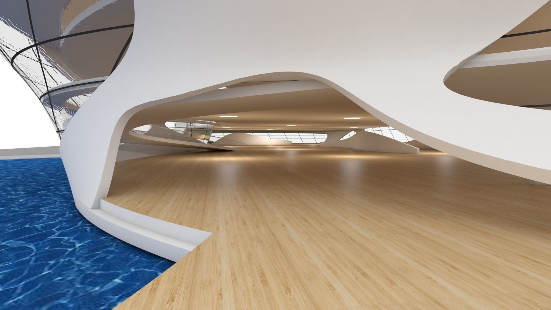 VR art Gallery 11 organic shape 3D model_3