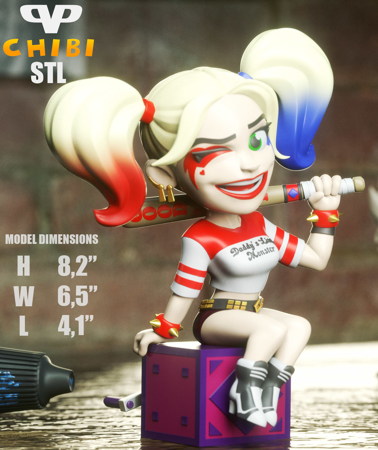 Harley Quinn Chibi Robbie Margot STL 3D Printing ChibiSTL 3DXM 3D print model_2