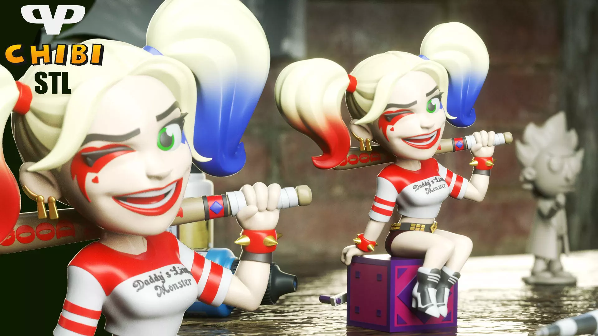 Harley Quinn Chibi Robbie Margot STL 3D Printing ChibiSTL 3DXM 3D print model_0