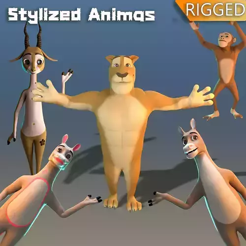 Stylized Animals Rigged V2 3D Model Collection