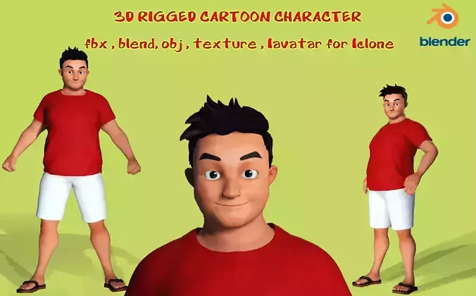 Cartoon Character Fat Boy Animated Rigged Blender Iclone  3D model