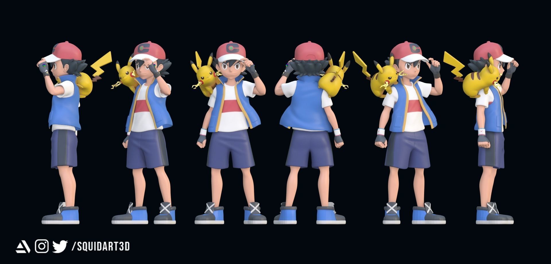 Ash - Satoshi and Pikachu - Pokemon Journeys Figure 3D print model_7