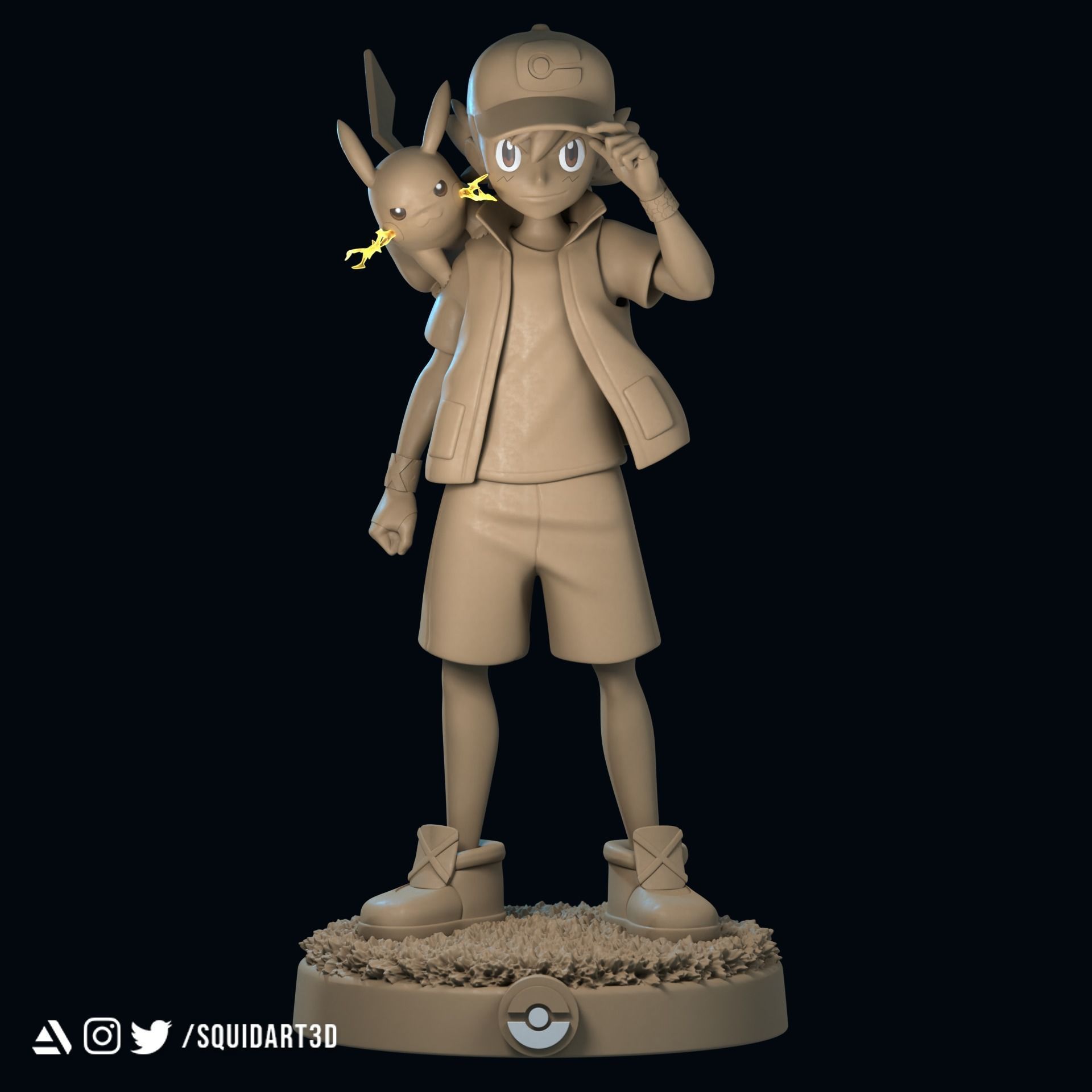 Ash - Satoshi and Pikachu - Pokemon Journeys Figure 3D print model_6