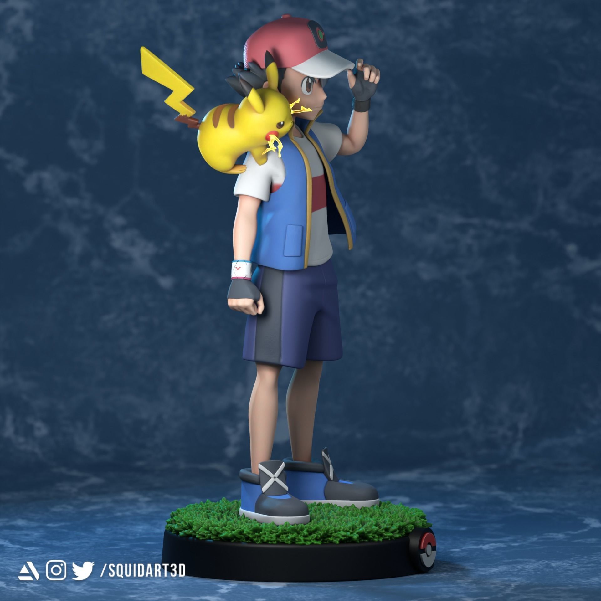Ash - Satoshi and Pikachu - Pokemon Journeys Figure 3D print model_2