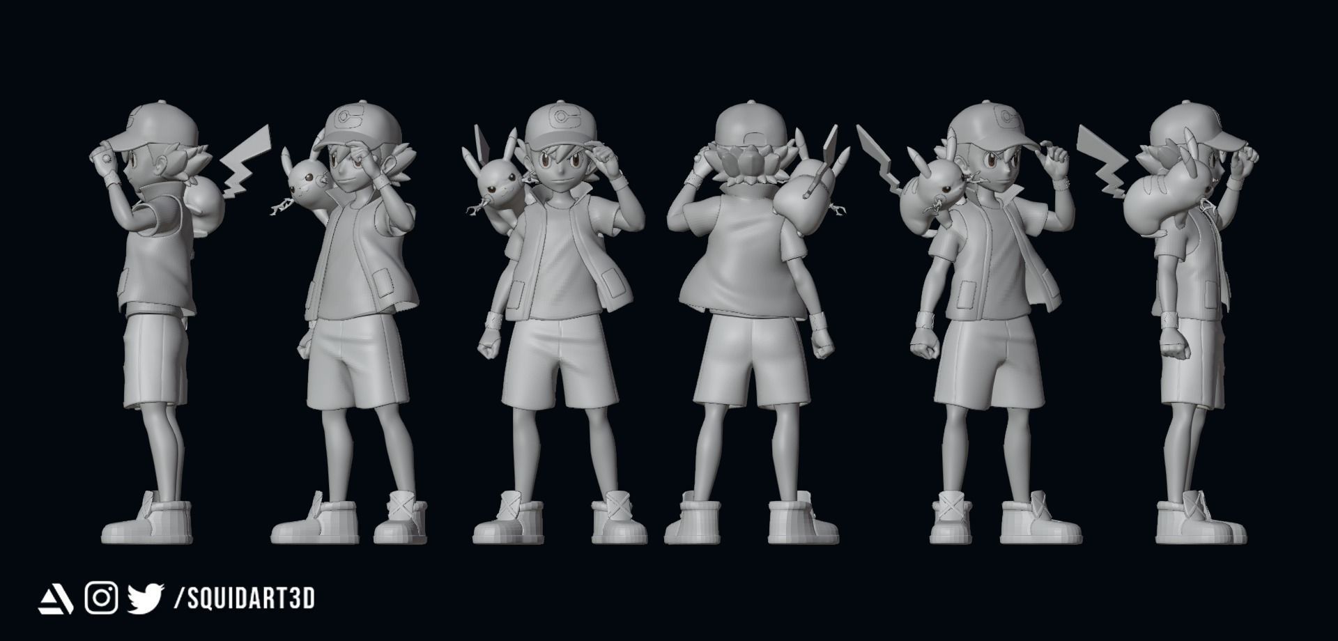 Ash - Satoshi and Pikachu - Pokemon Journeys Figure 3D print model_8