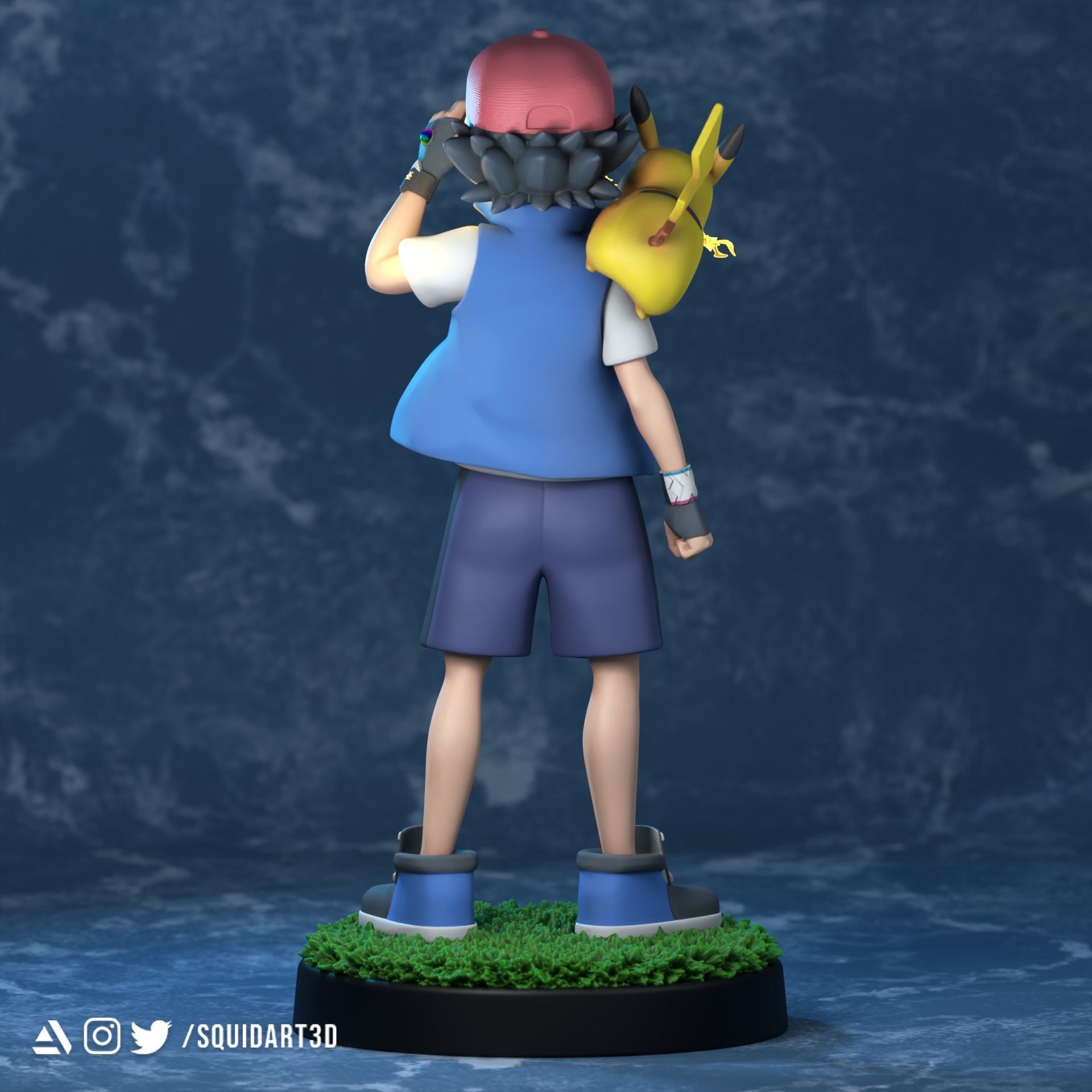 Ash - Satoshi and Pikachu - Pokemon Journeys Figure 3D print model_4