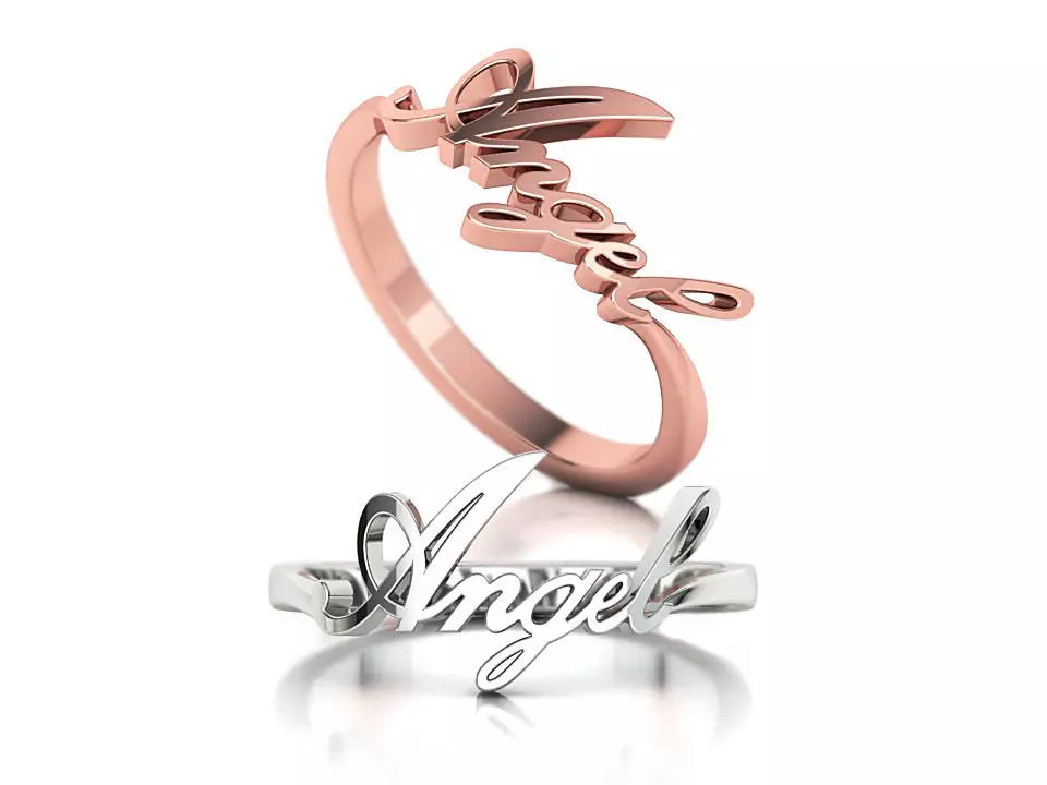 Angel Word Ring Angel Inscription band ring 3d model 3D print model