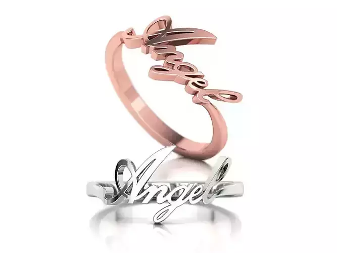 Angel Word Ring Angel Inscription band ring 3d model 3D print model