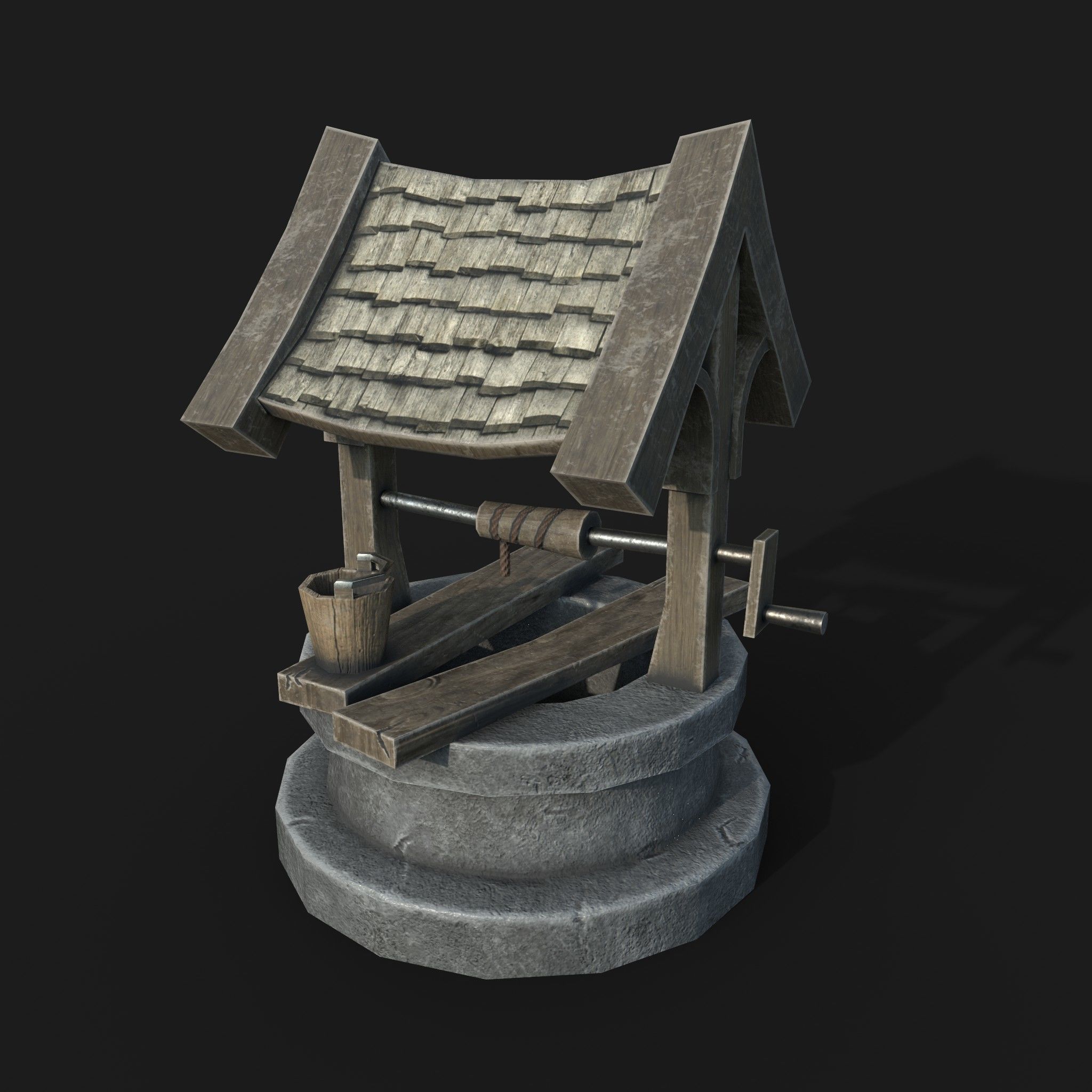 Old low poly draw-well Low-poly 3D model_3