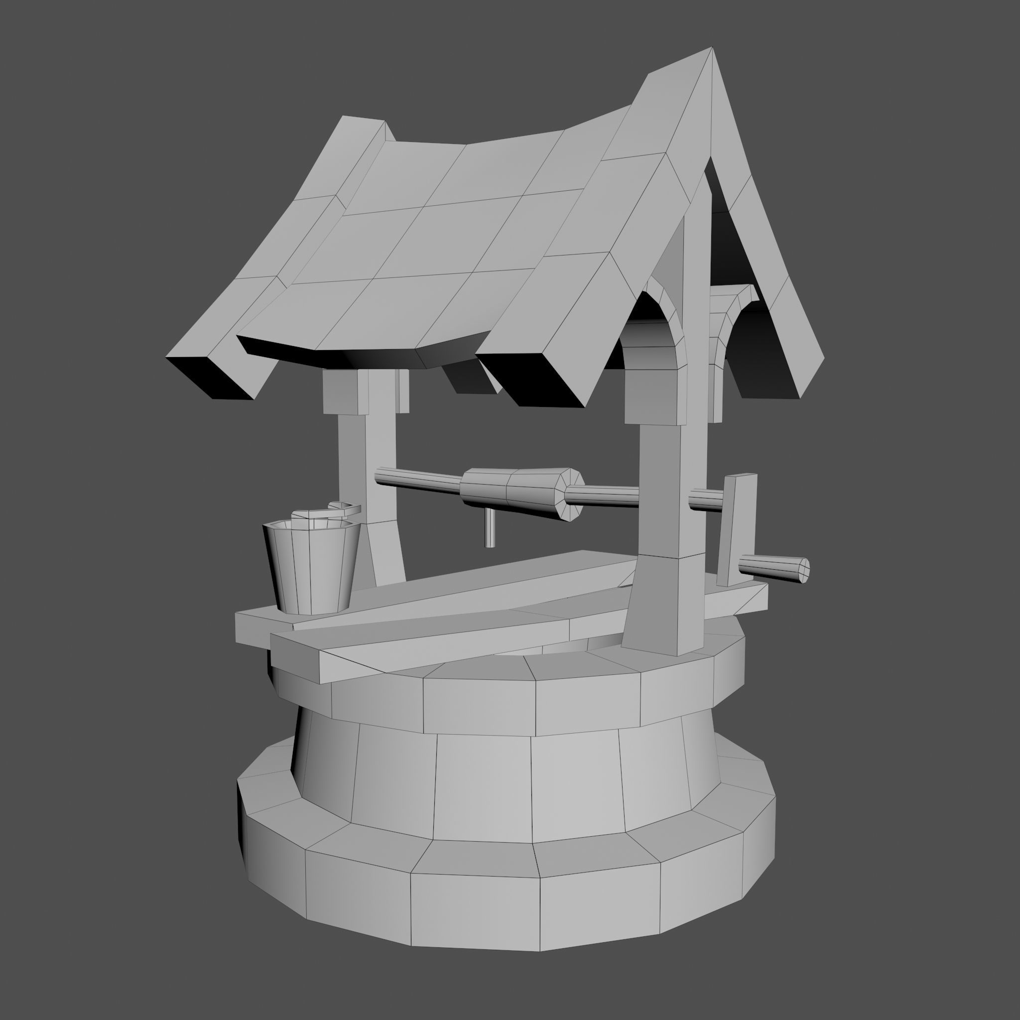 Old low poly draw-well Low-poly 3D model_14
