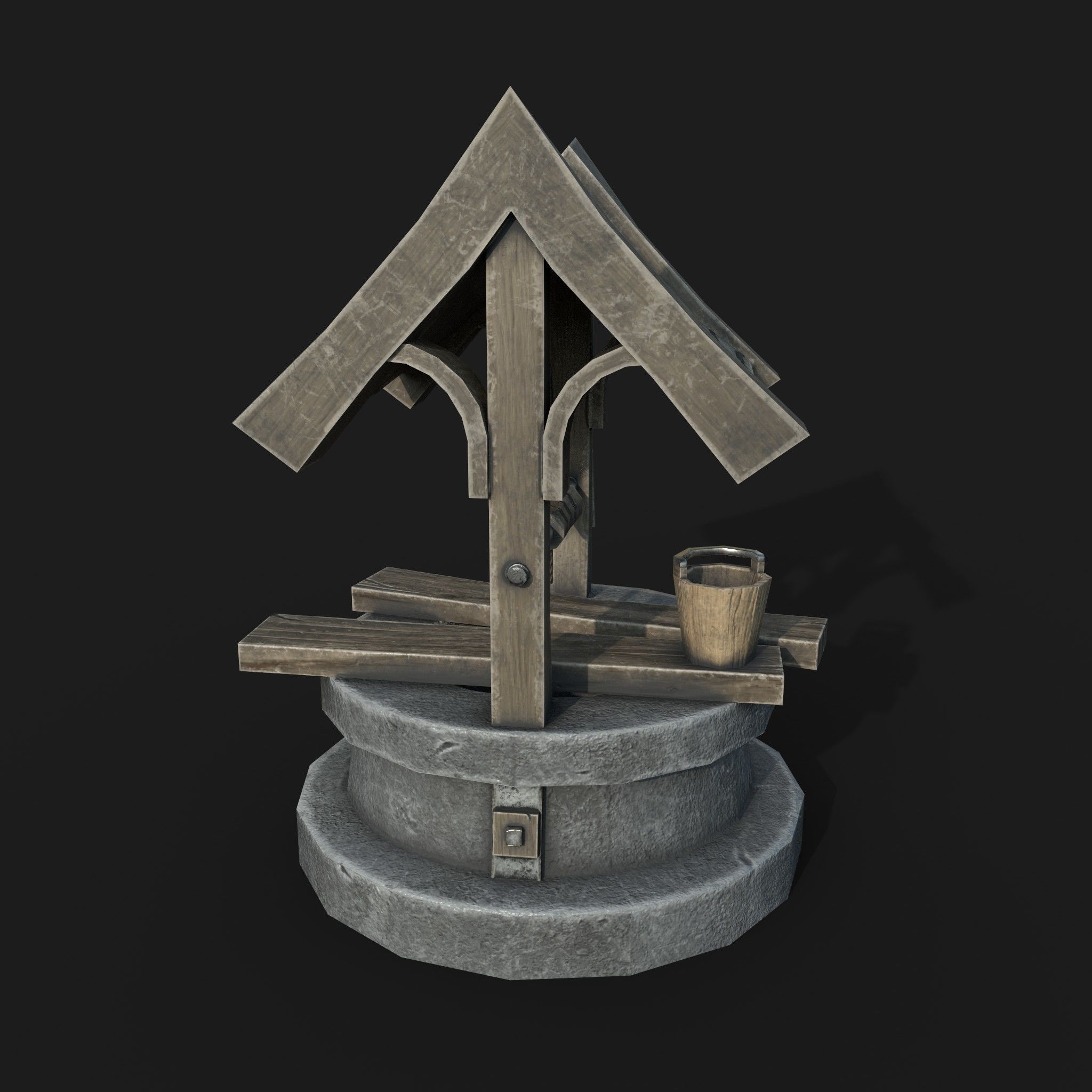 Old low poly draw-well Low-poly 3D model_11