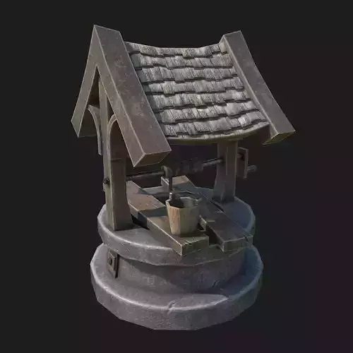 Old low poly draw-well Low-poly 3D model
