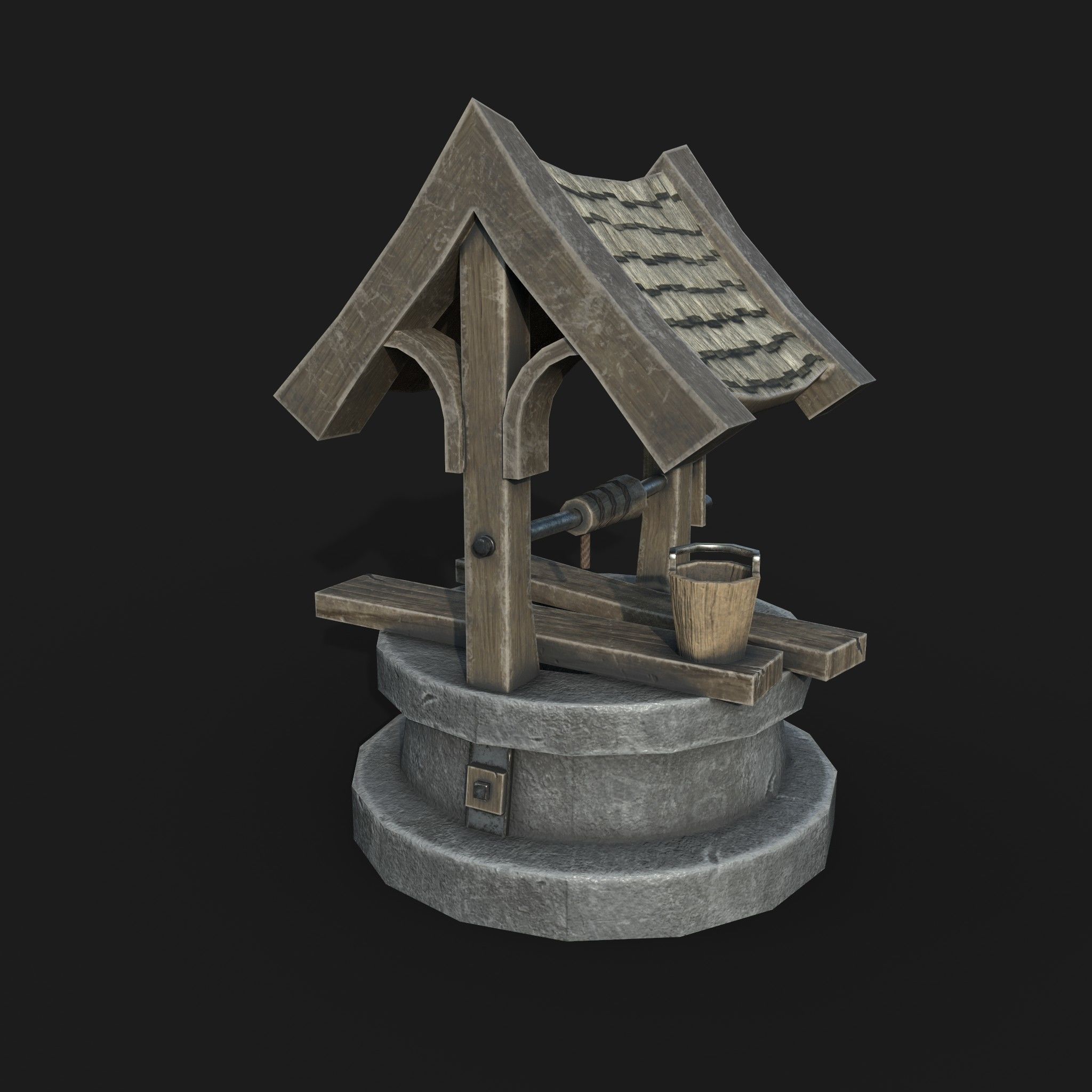 Old low poly draw-well Low-poly 3D model_12