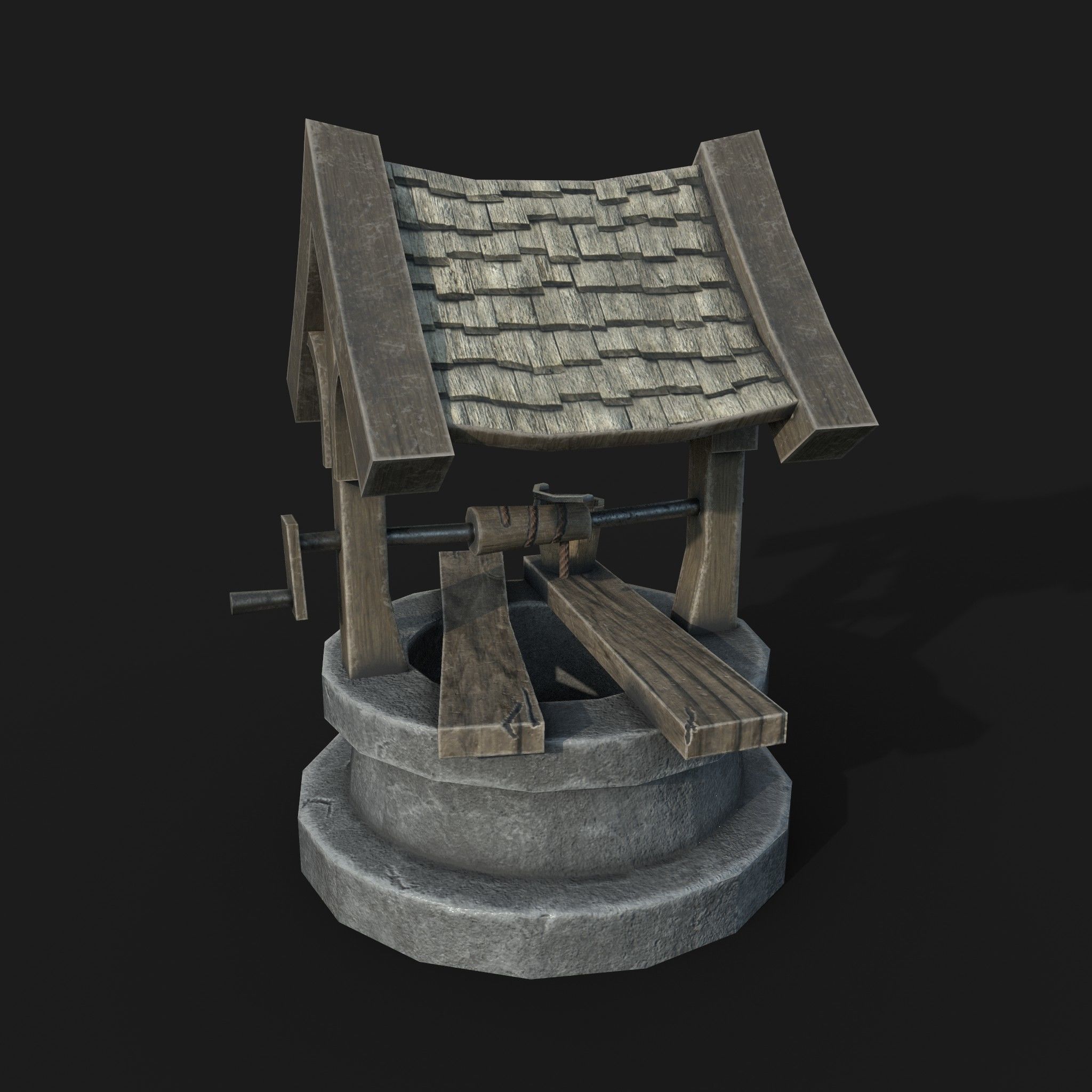 Old low poly draw-well Low-poly 3D model_8