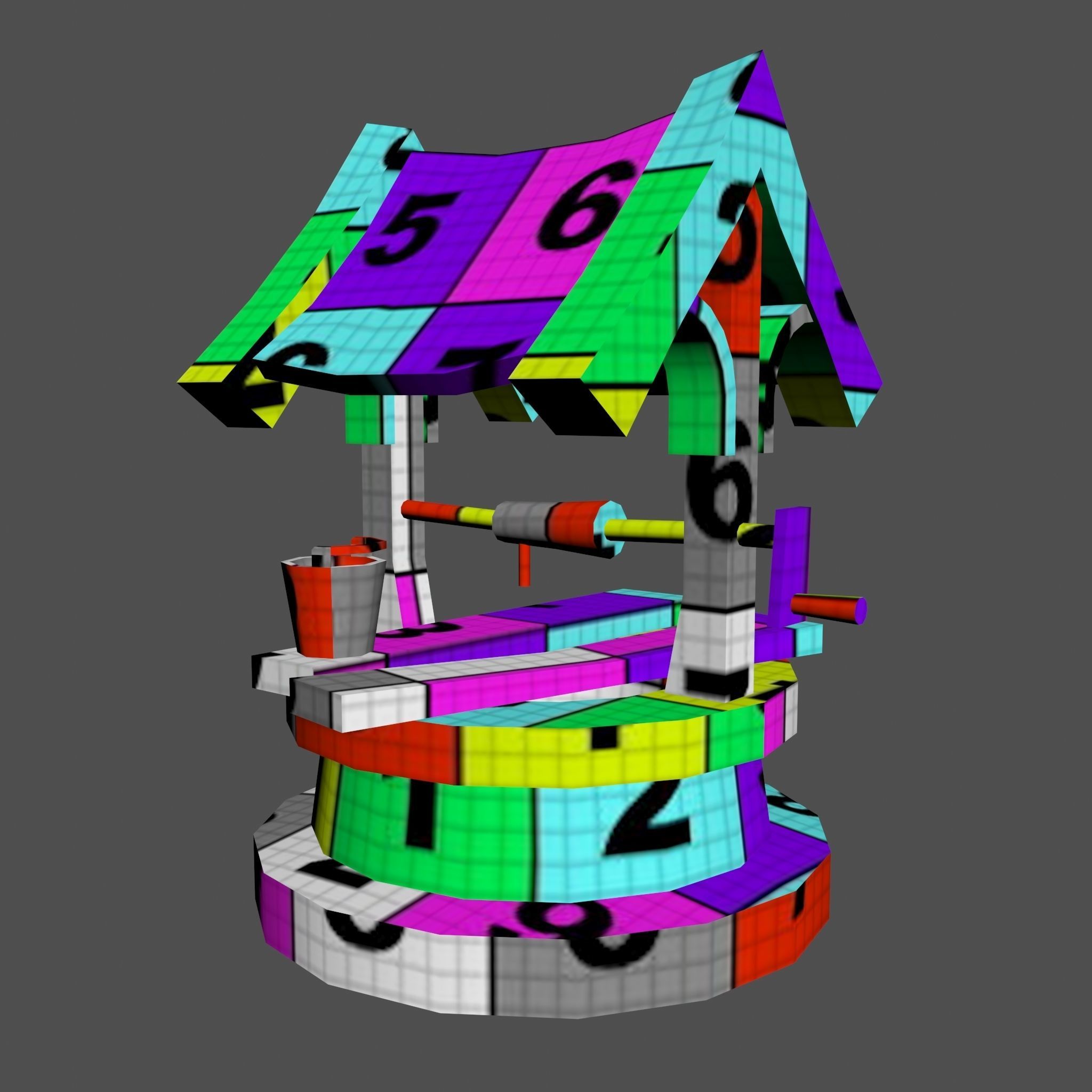Old low poly draw-well Low-poly 3D model_13