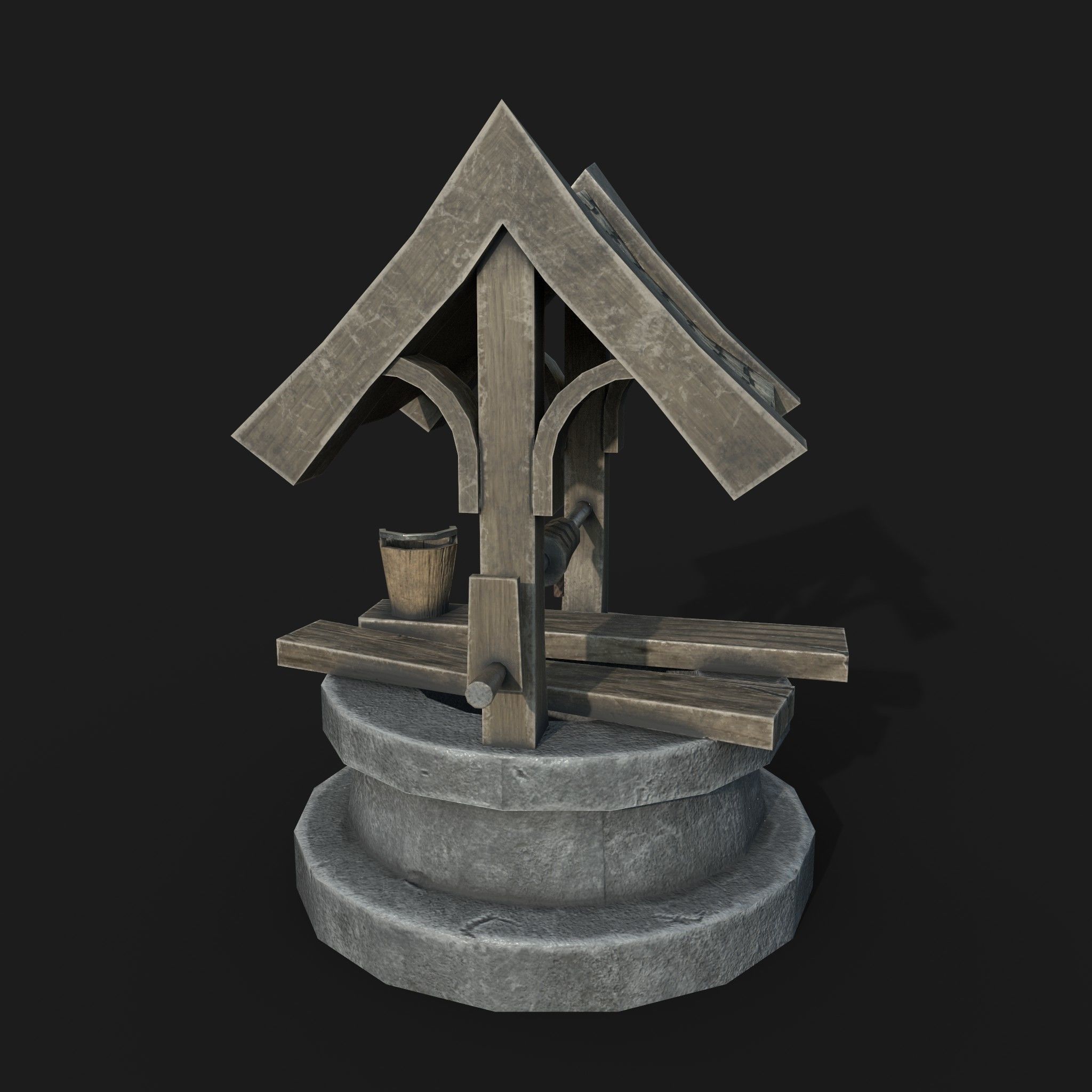 Old low poly draw-well Low-poly 3D model_5