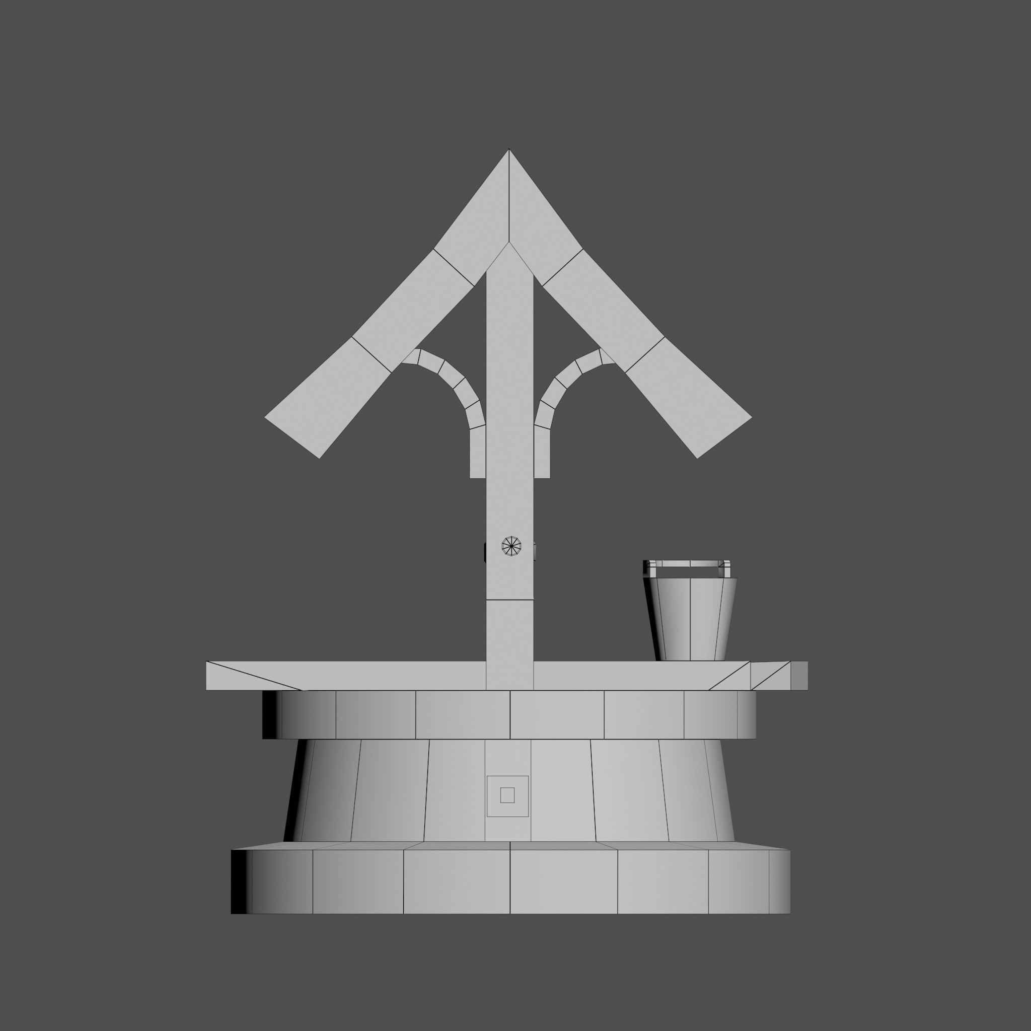 Old low poly draw-well Low-poly 3D model_16